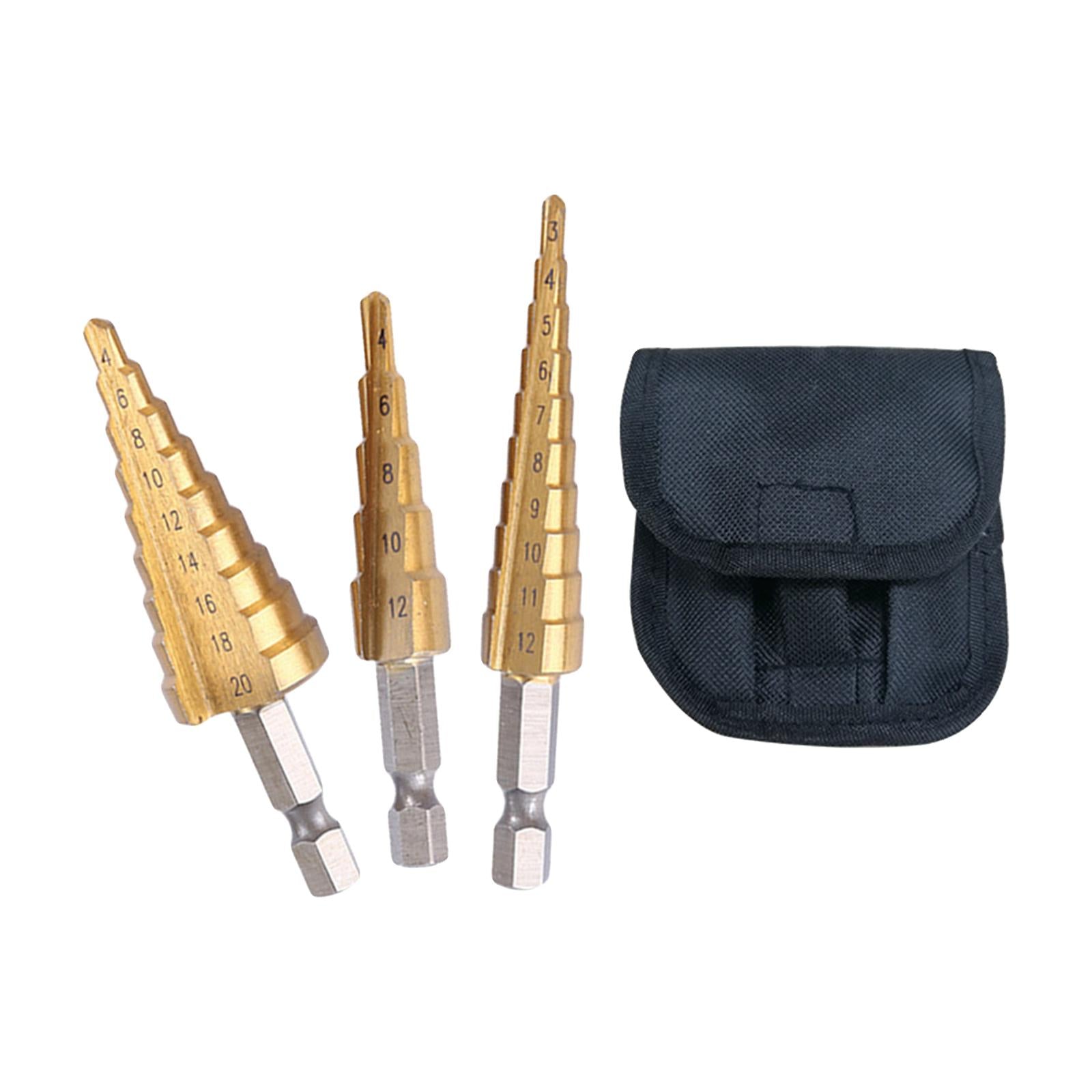 Drilling Step Drill Bit for Stainless Steel Metal 3pcs 3-12 4-12 4-20