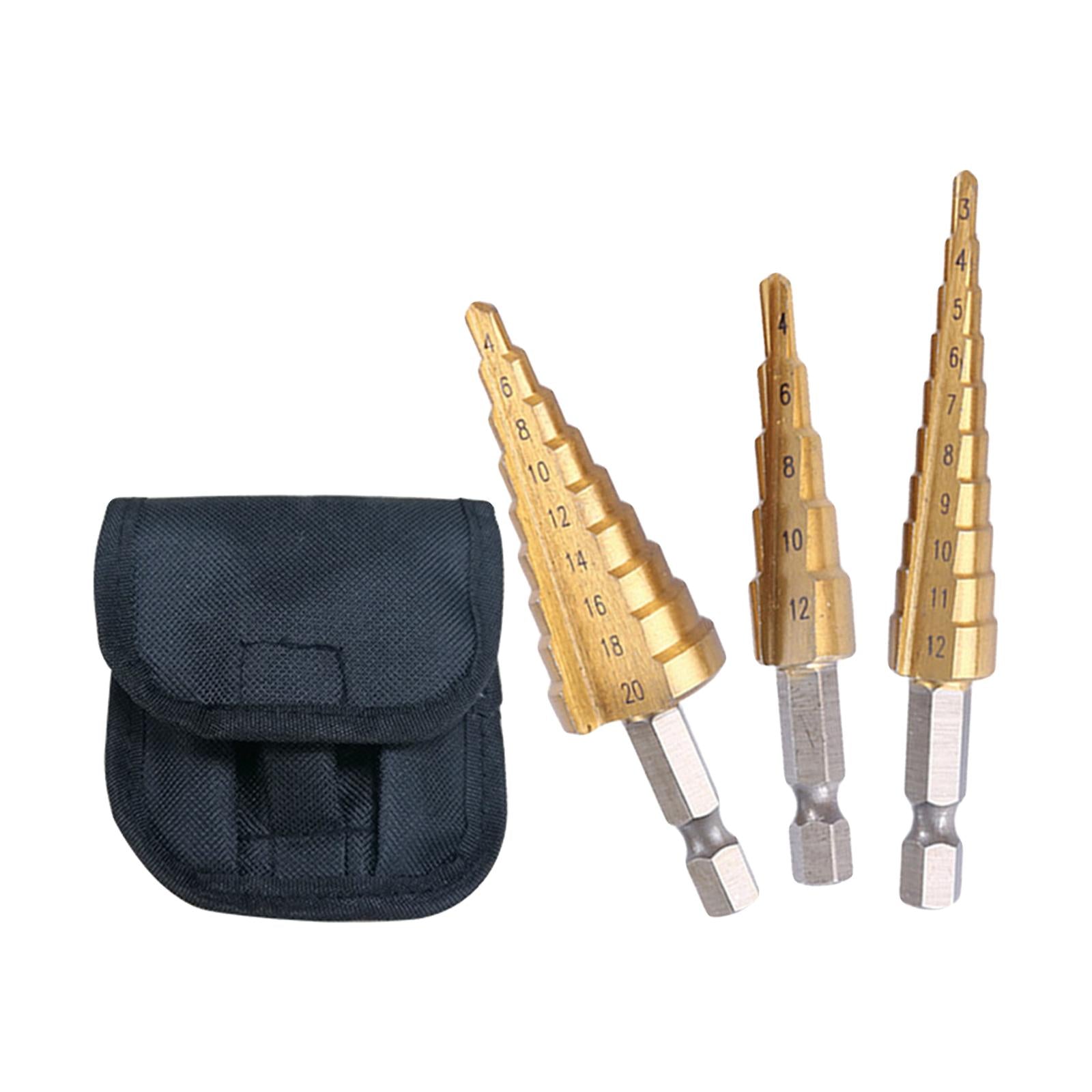 Drilling Step Drill Bit for Stainless Steel Metal 3pcs 3-12 4-12 4-20