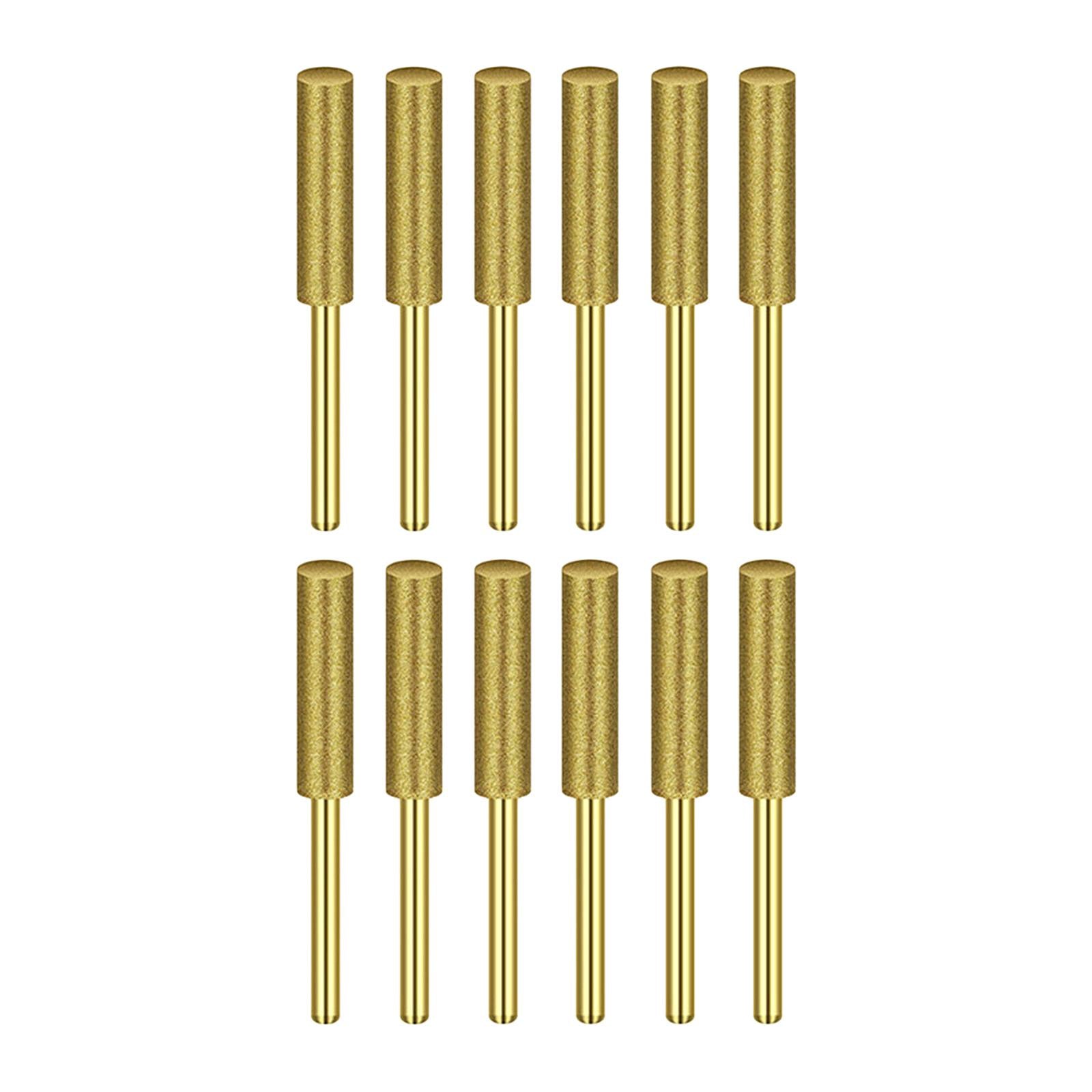 12Pcs Diamond Chainsaw Sharpener Bits Grinding Bits Burr Gold 4.8mm