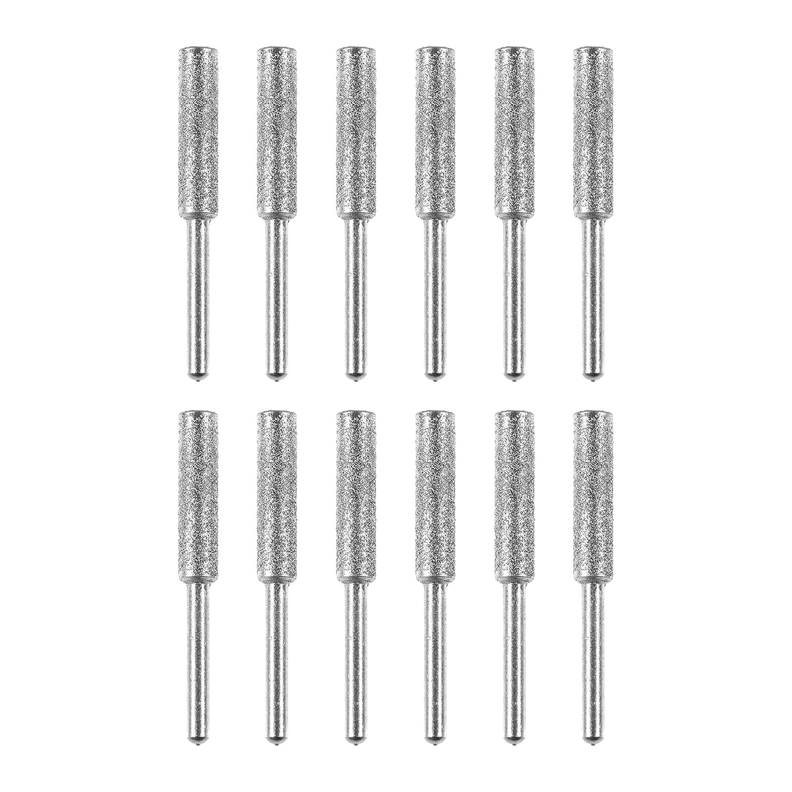 12Pcs Diamond Chainsaw Sharpener Bits Grinding Bits Burr Silver 4mm
