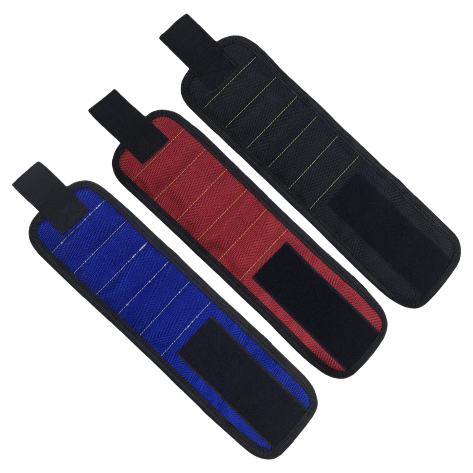 Magnetic Wristband Screw Nail Nut Bolt Drill Bit Organizer Storage Bag Red