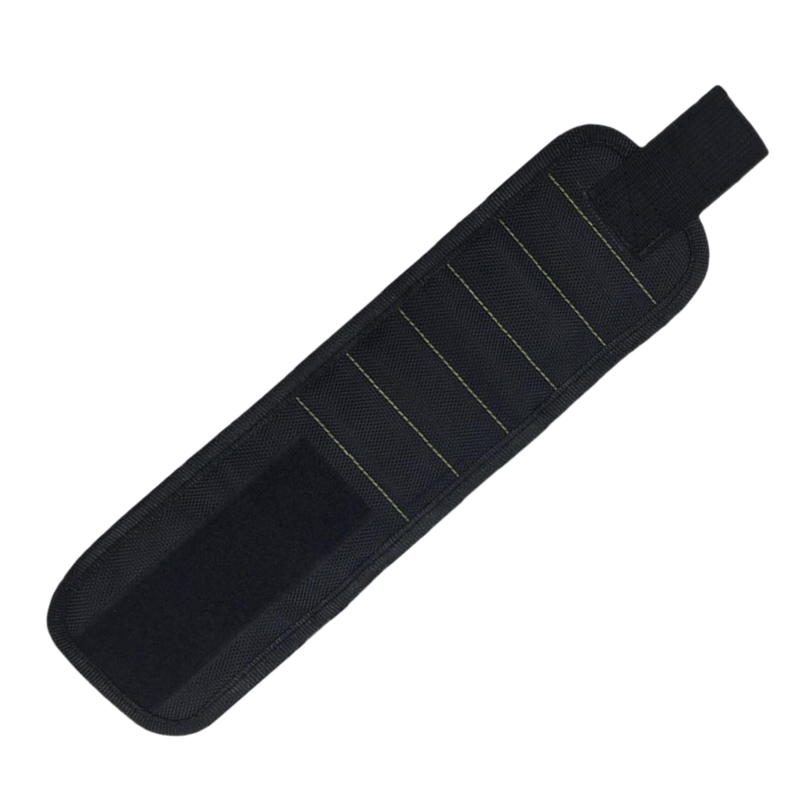 Magnetic Wristband Screw Nail Nut Bolt Drill Bit Organizer Storage Bag Black