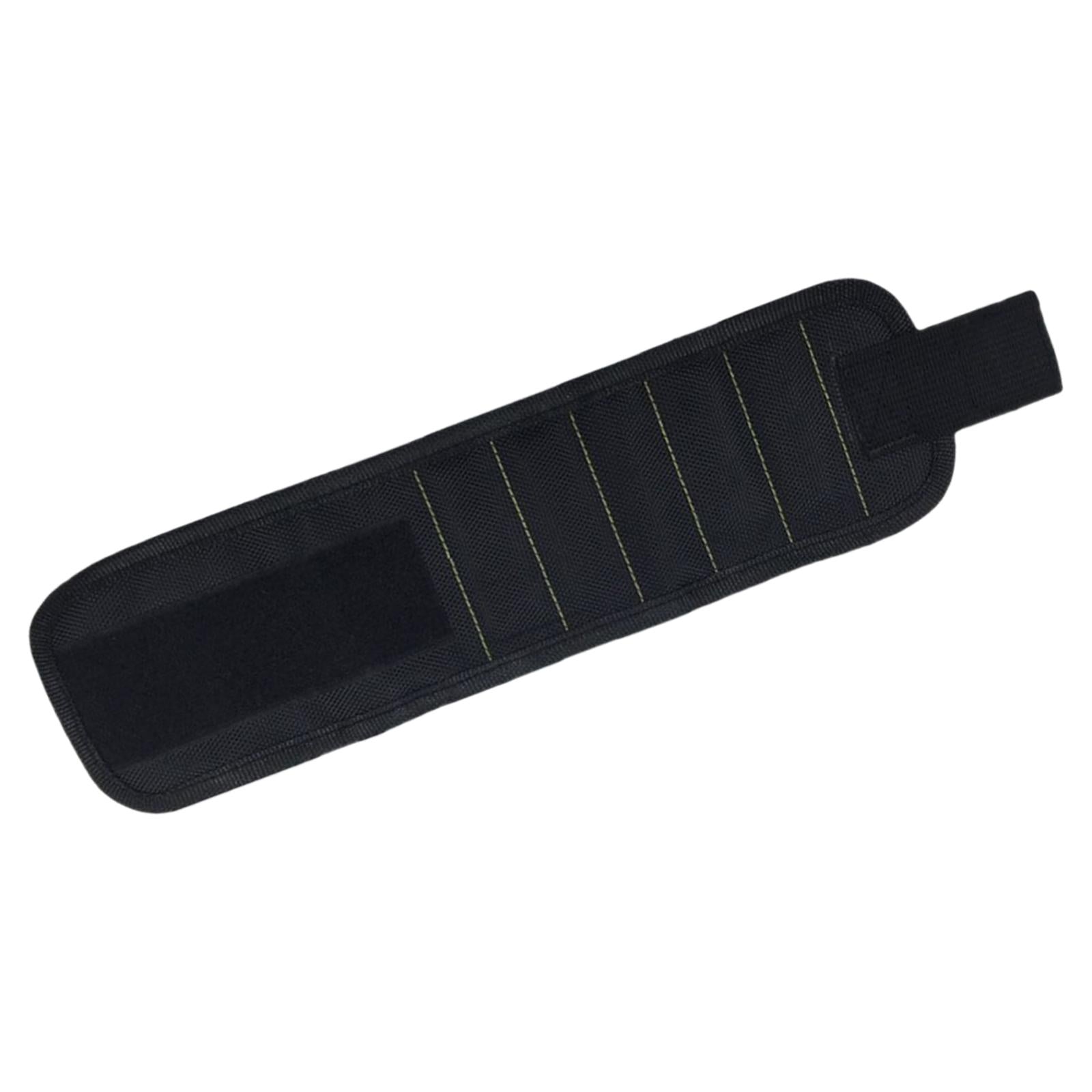 Magnetic Wristband Screw Nail Nut Bolt Drill Bit Organizer Storage Bag Black