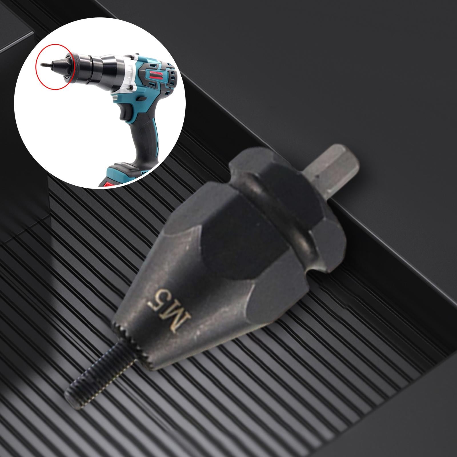 Electric Rivet Gun Adapter Converter M 3 to M 12 Nut Tool Kit M5