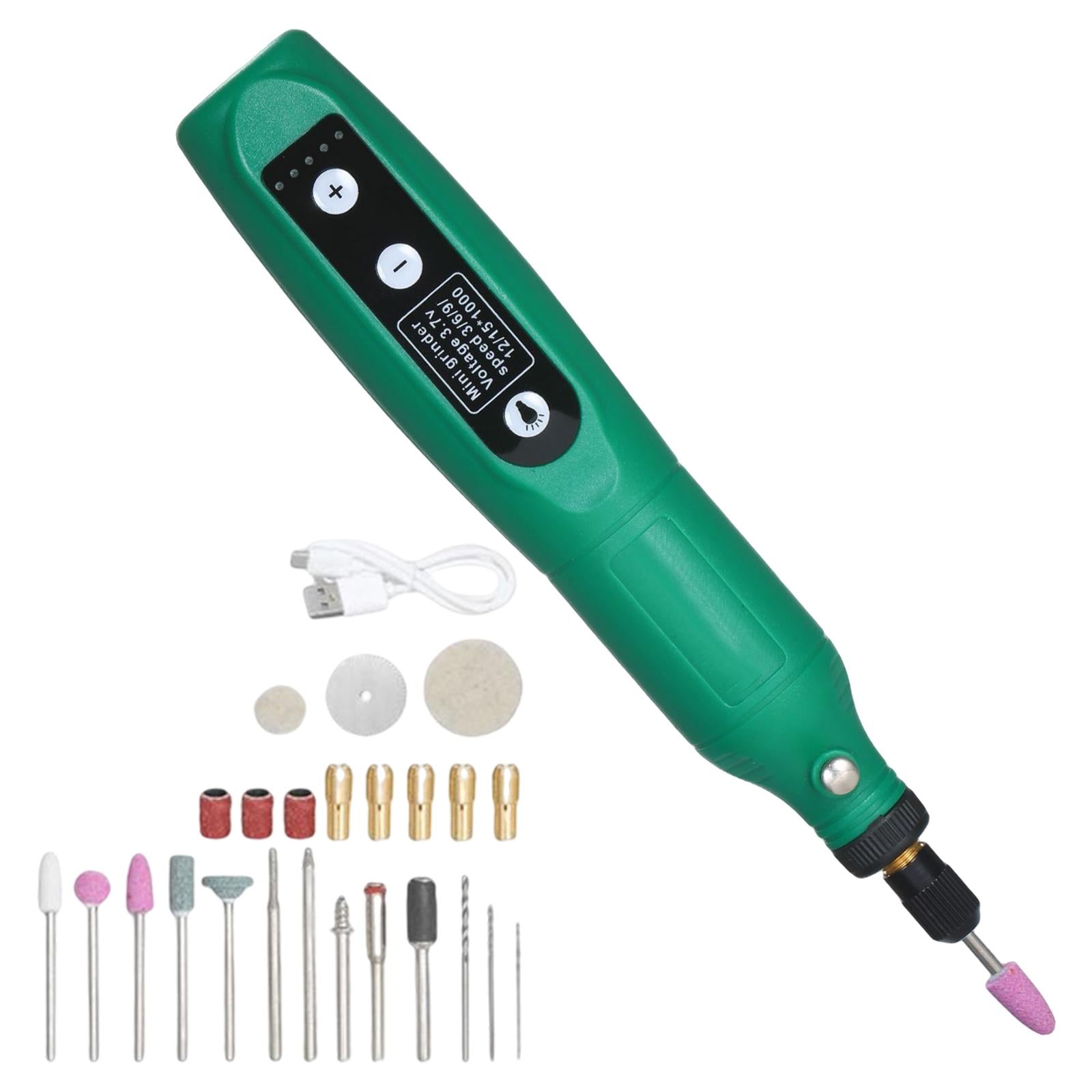 Electric Dog Nail Grinder Set Trimmer Kit 24Pieces 5 Gear USB Nail Trimmer Green