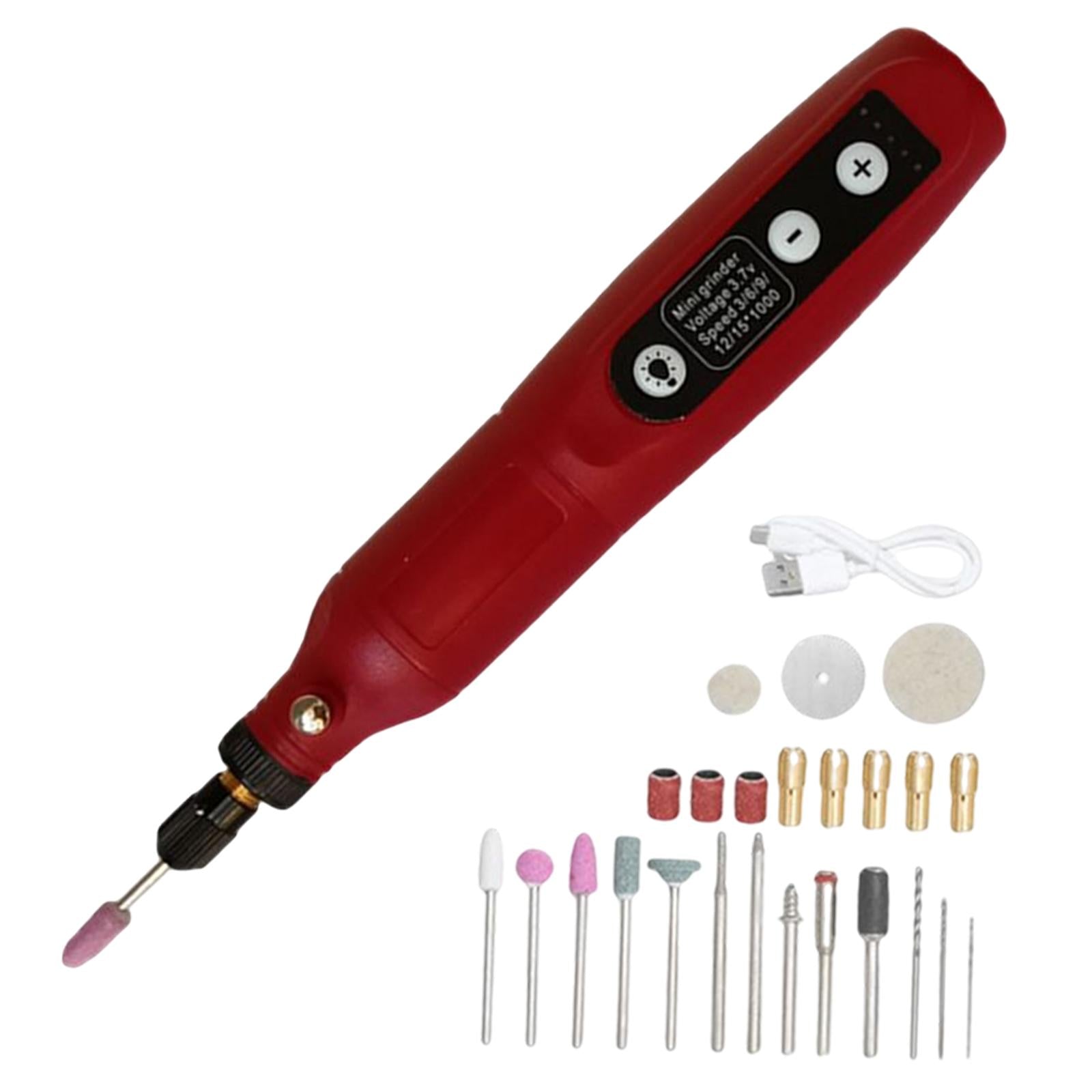 Electric Dog Nail Grinder Set Trimmer Kit 24Pieces 5 Gear USB Nail Trimmer Red