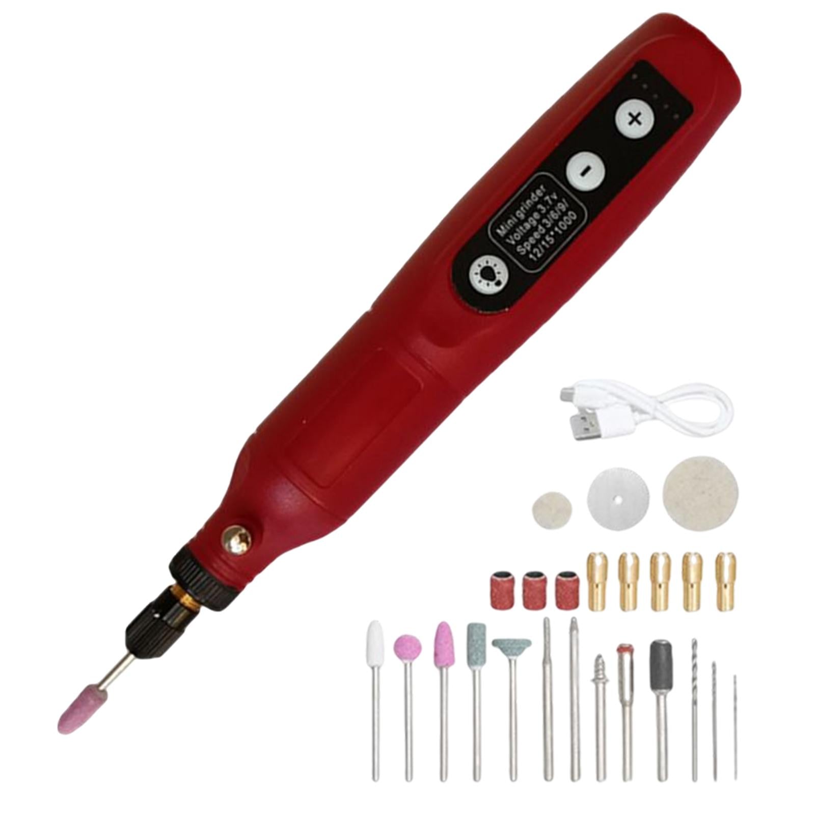 Electric Dog Nail Grinder Set Trimmer Kit 24Pieces 5 Gear USB Nail Trimmer Red