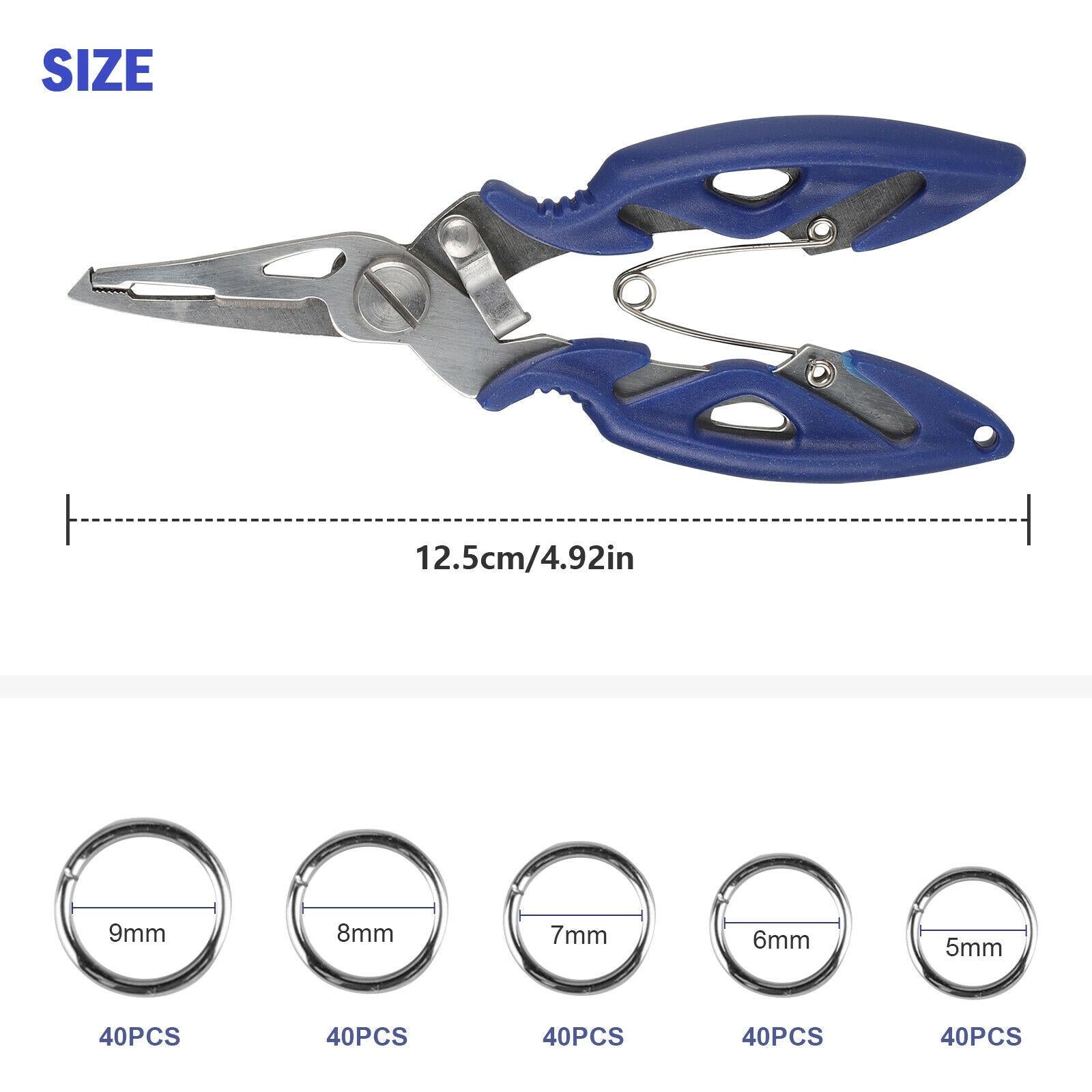 200xStainless Steel 5 Size Fishing lures Split Rings For Fish Snap Connector