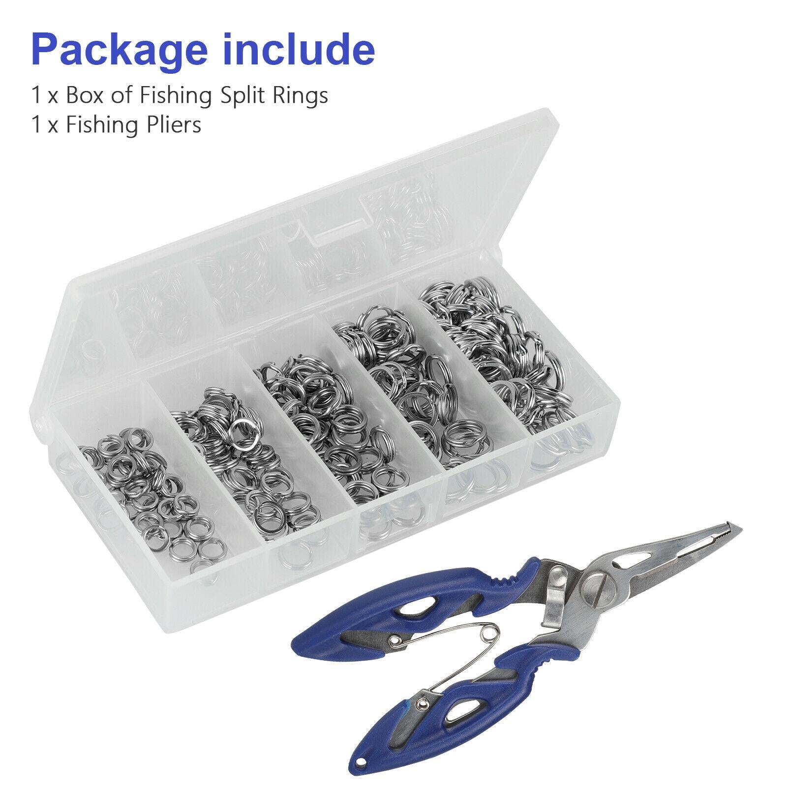 200xStainless Steel 5 Size Fishing lures Split Rings For Fish Snap Connector