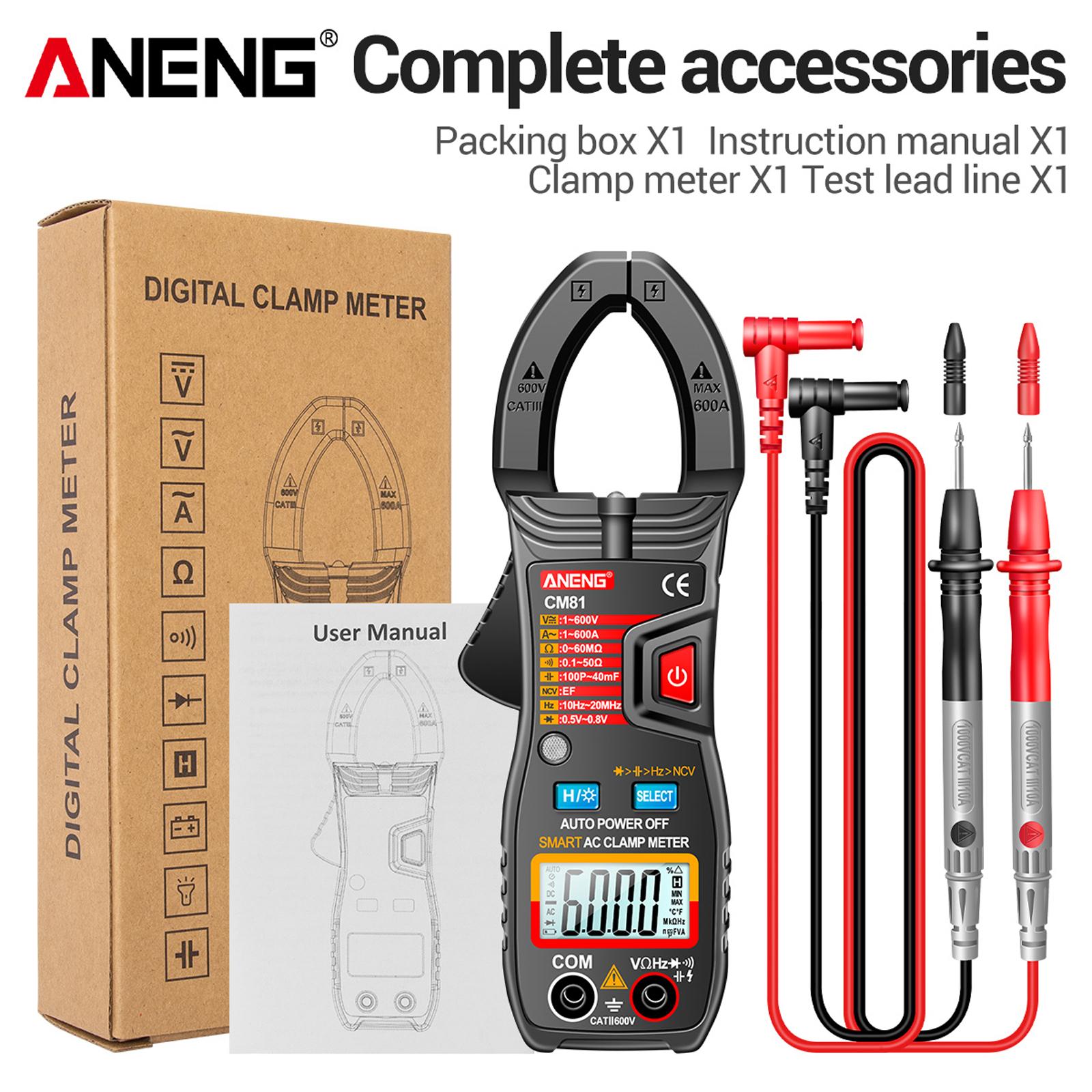 Professional Digital Clamp Meter Multimeter for Capacitance Diode Tester CM81 Black