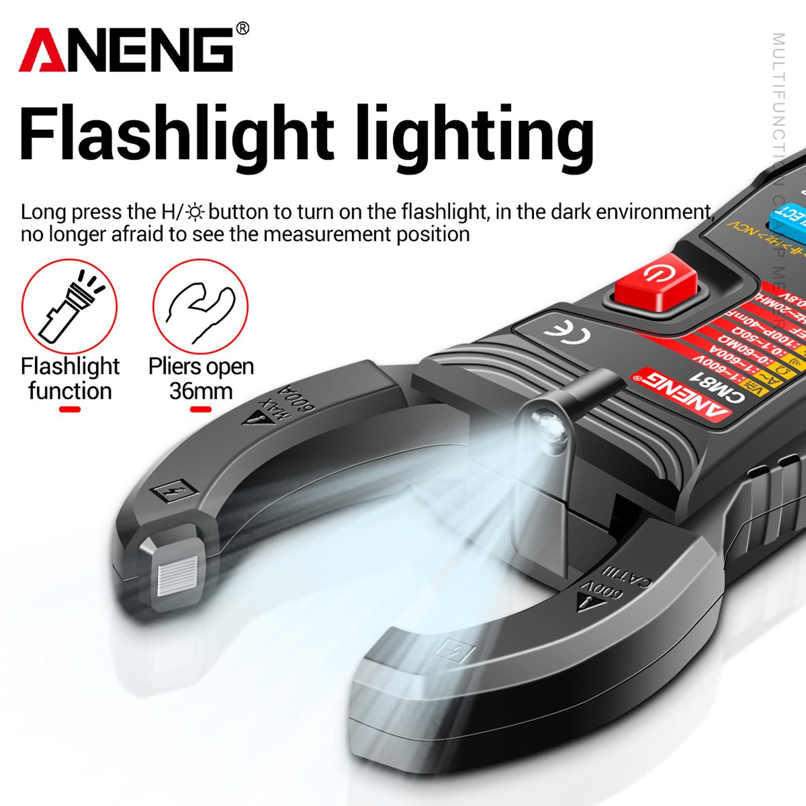 Professional Digital Clamp Meter Multimeter for Capacitance Diode Tester CM81 Black