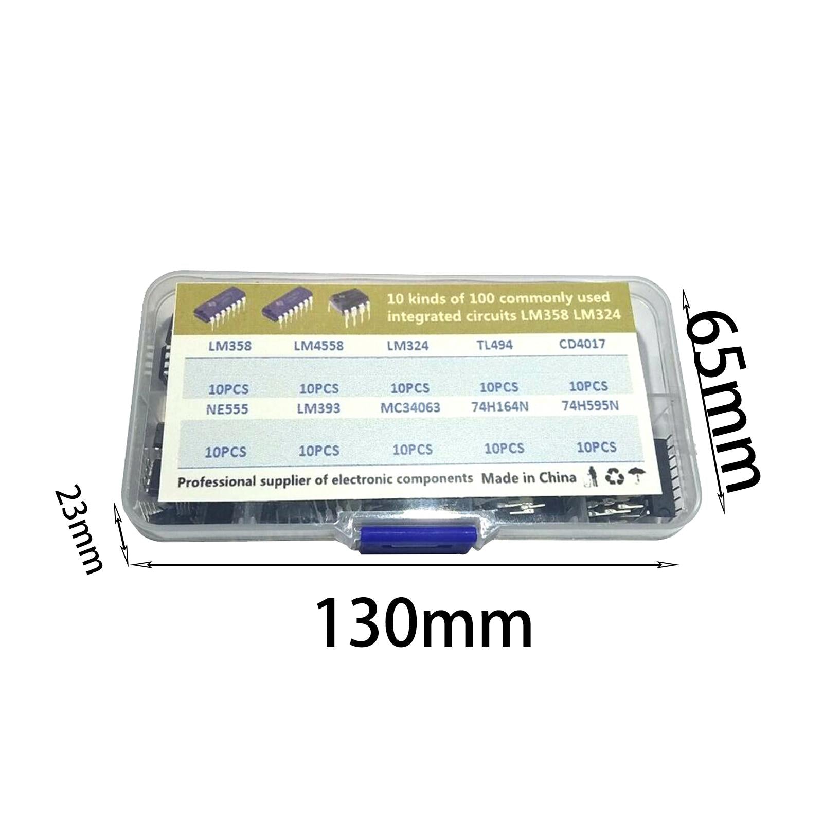 100Pcs 10 Values IC Assortment Kit Easy to Storage Practical Accessories