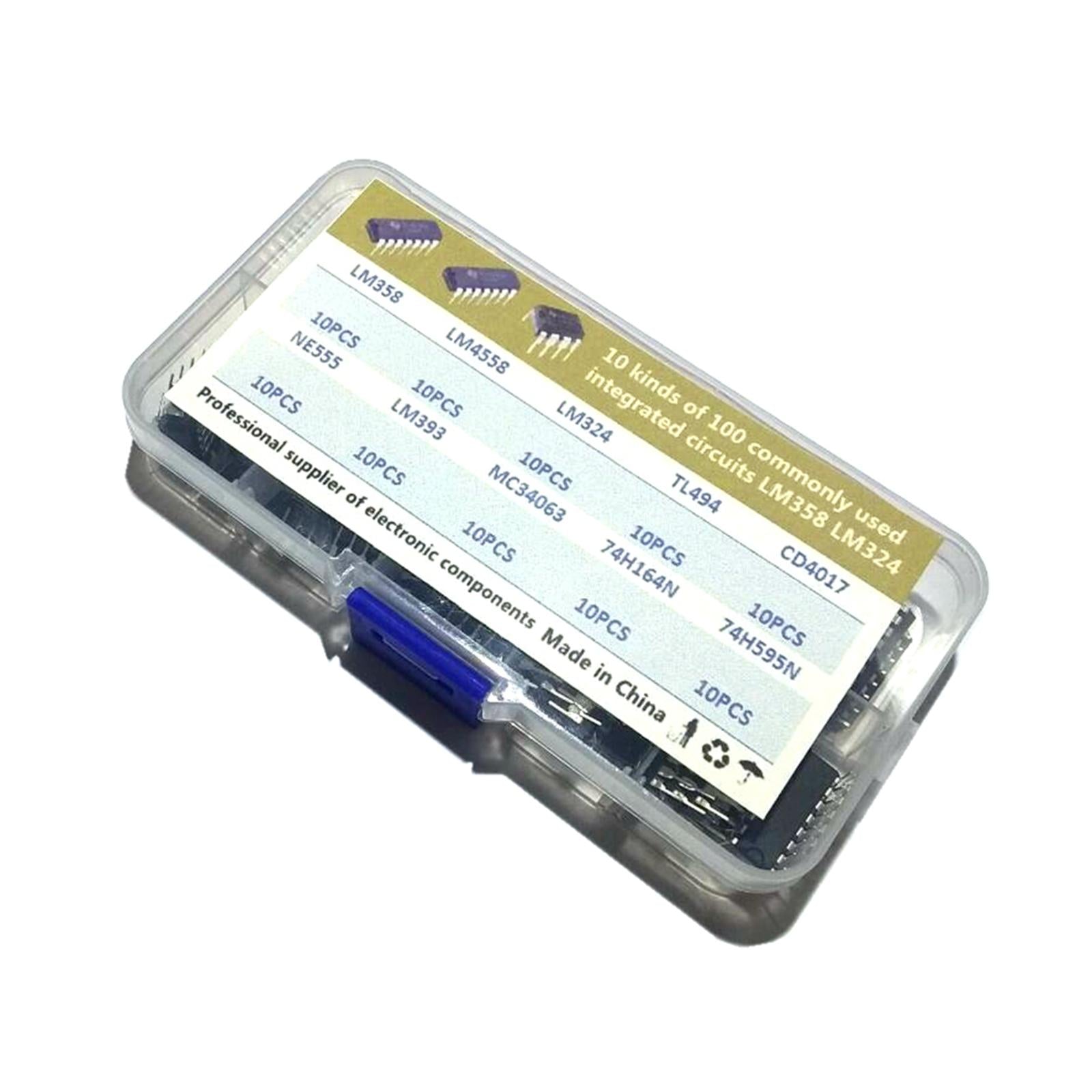 100Pcs 10 Values IC Assortment Kit Easy to Storage Practical Accessories