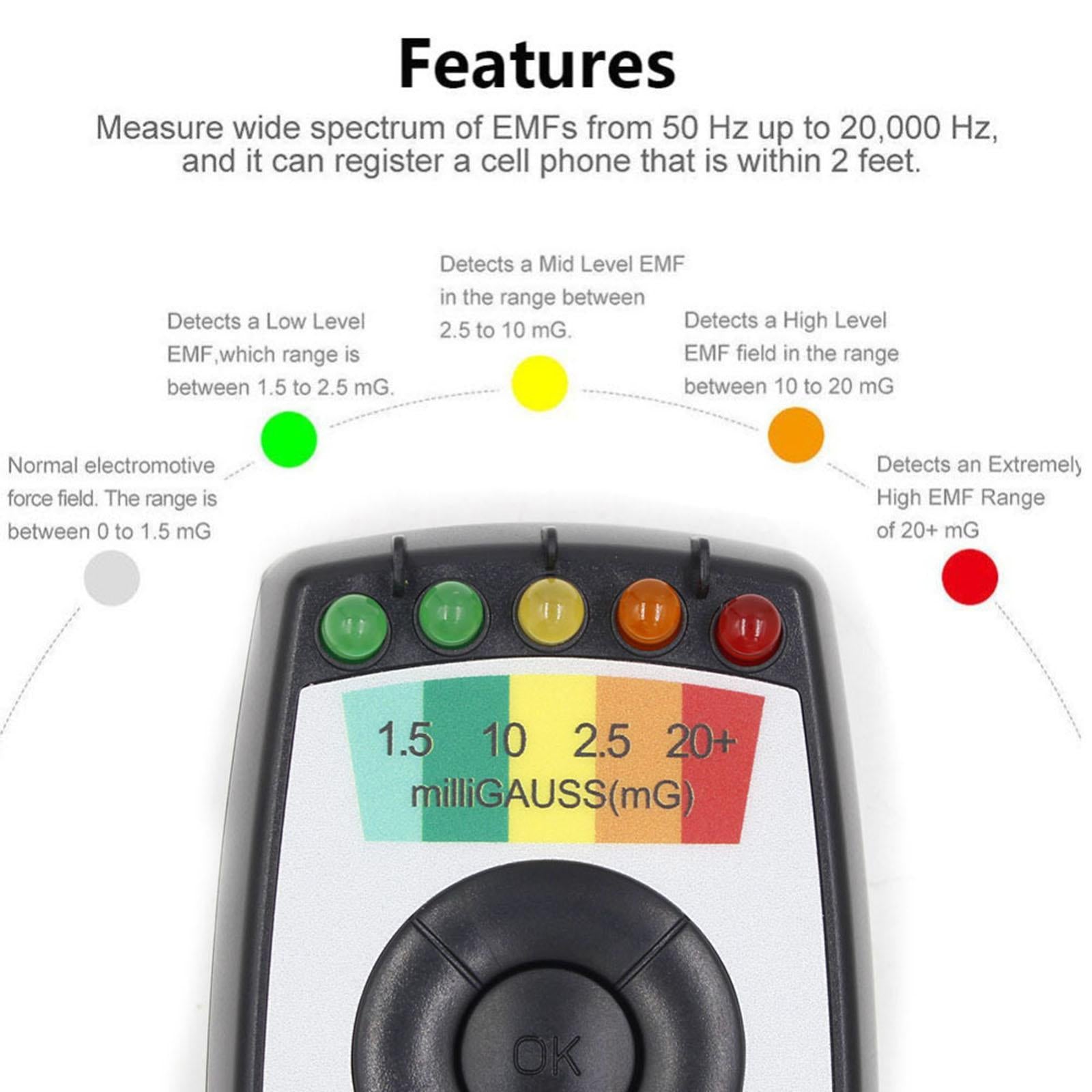 Radiation Detector Electromagnetic Field Paranormal Handheld Emf Meter Black(Without)