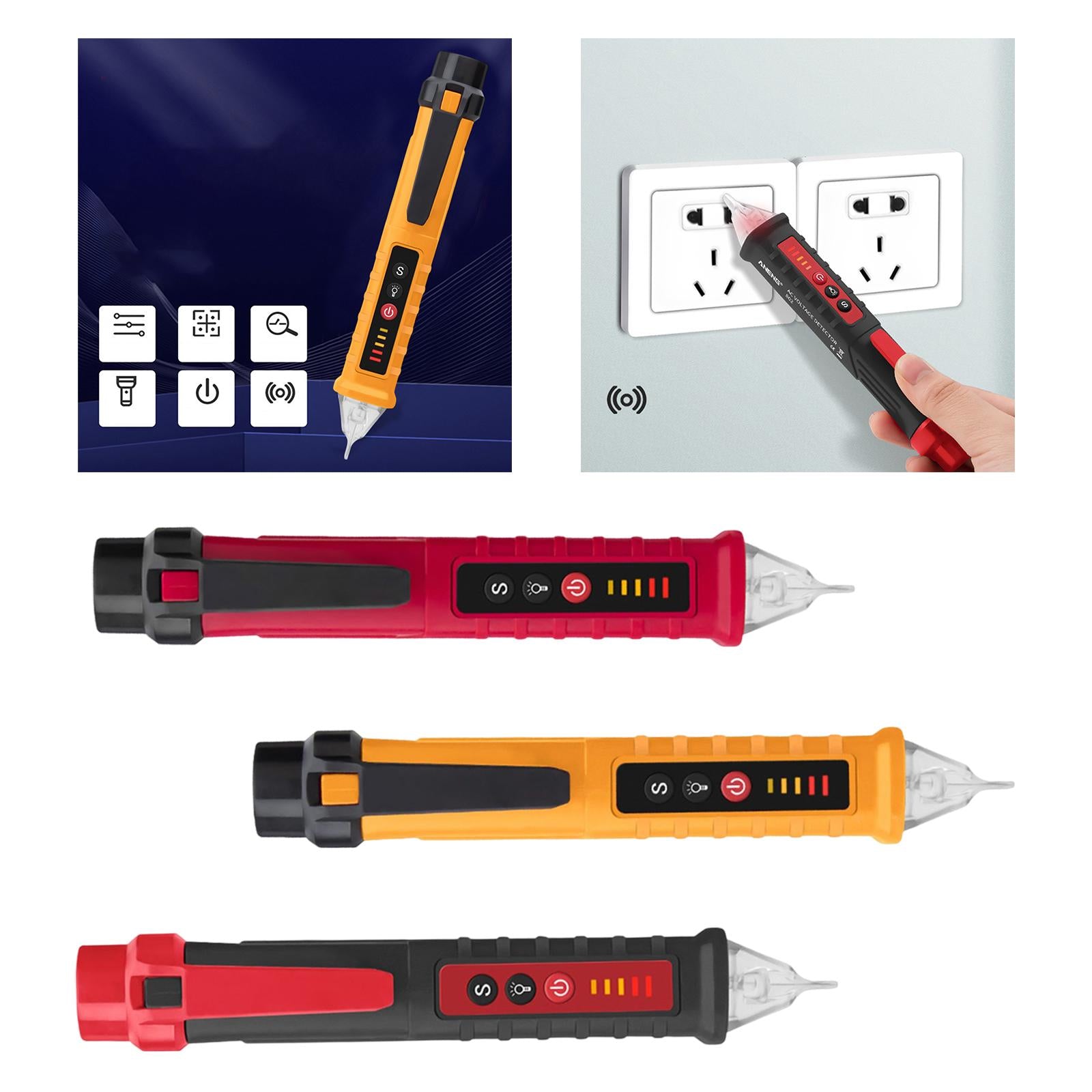 Voltage Tester Live/Null Wire Tester AC 12V-1000V Buzzer Alarm Black