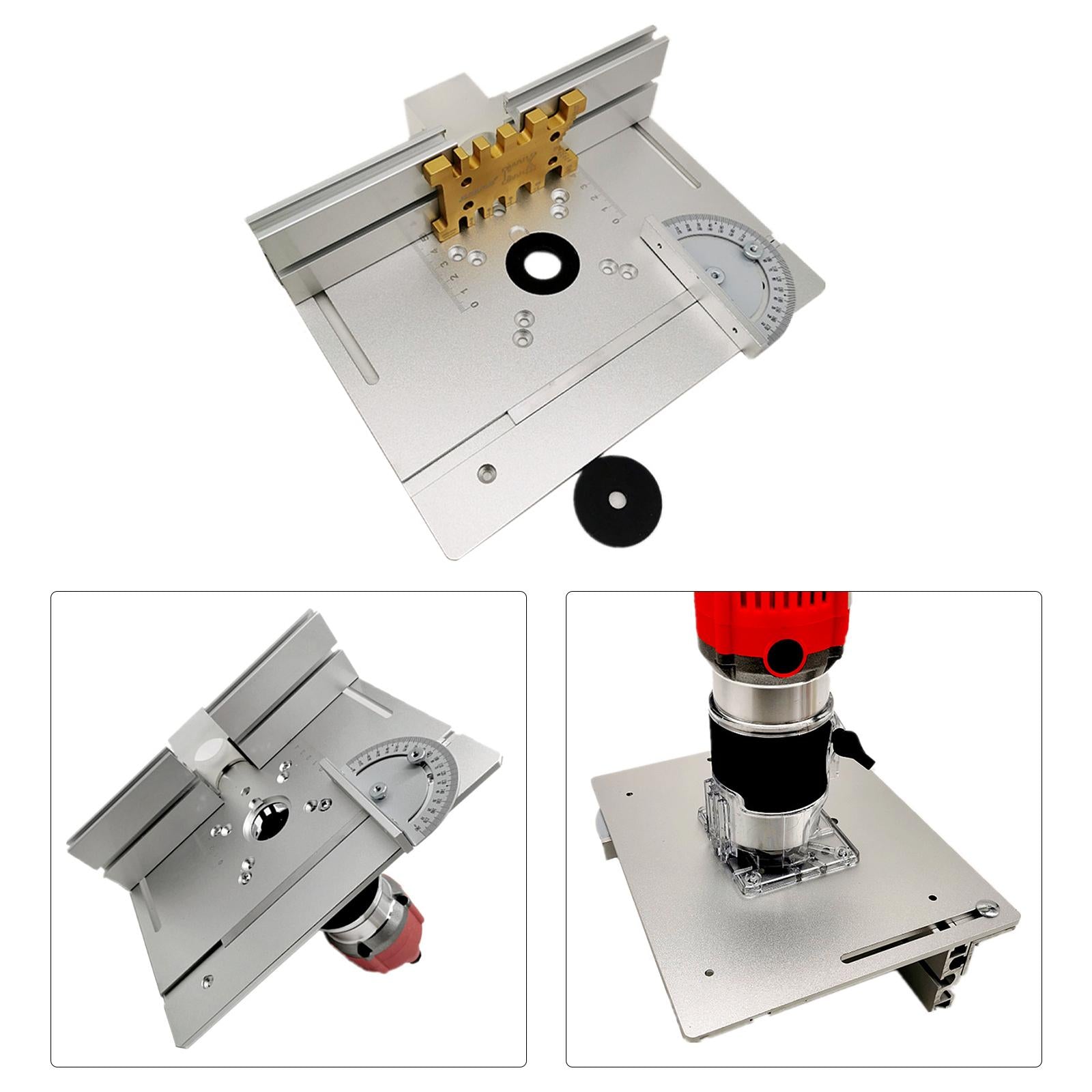 Aluminum Router Table Insert Plate for Trimming Machine Silver 4pcs Tools