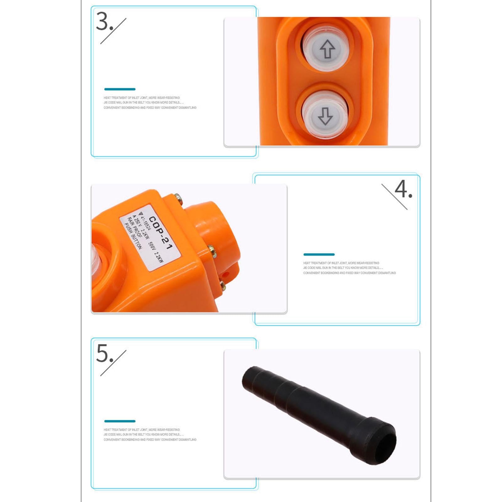 Crane Push Button Switch Equipped with Rubber Cable Sheath COP21 2 Buttons