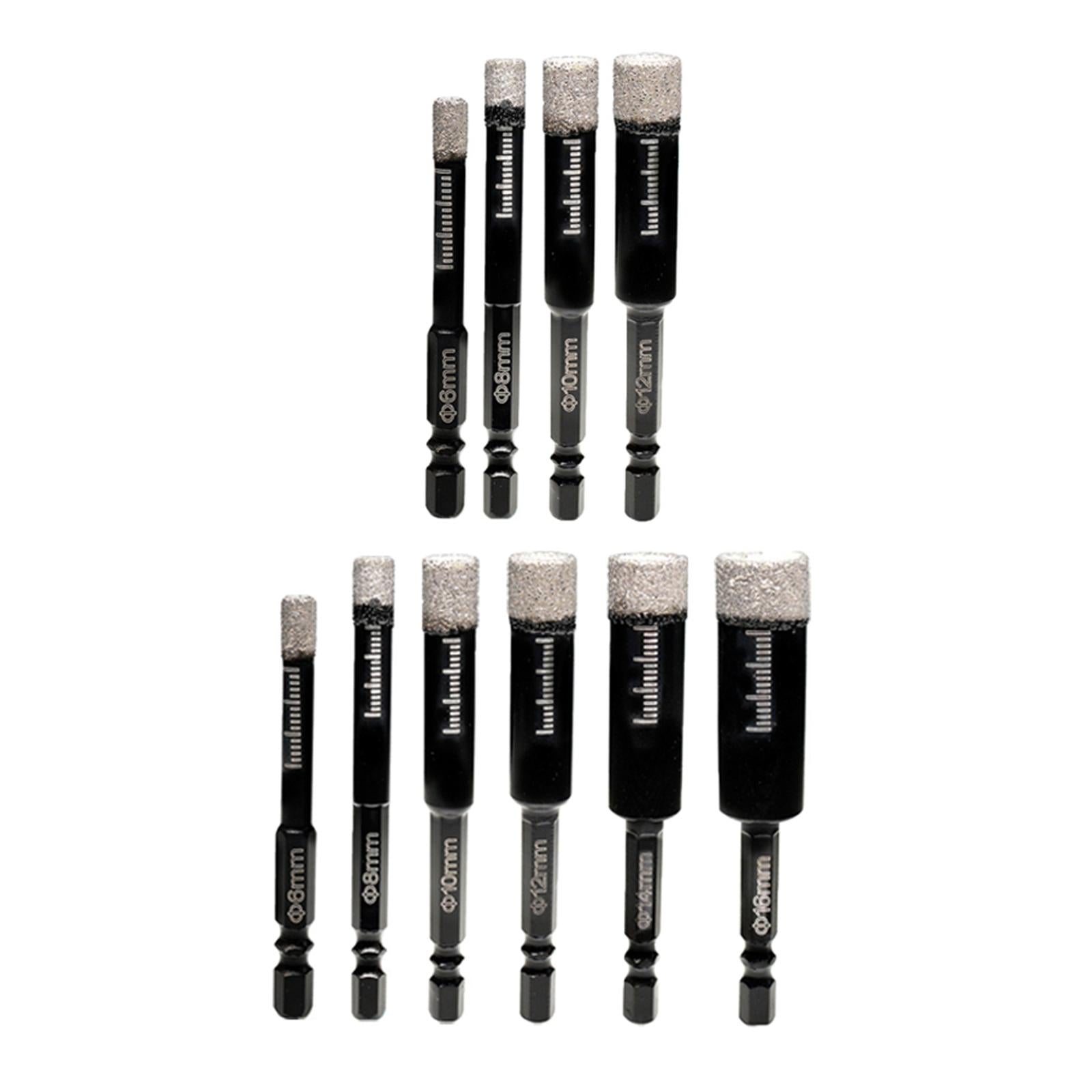 Dry Diamond Drill Bit Set Wet or Dry Drill Bit for Porcelain Ceramics Black 4x 6 8 10 12mm