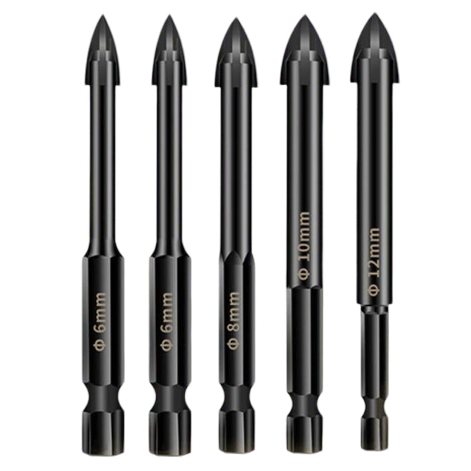 Alloy Cross Tile Drill Bit Hex Shank Woodworking Tool for Cement 5Pcs C