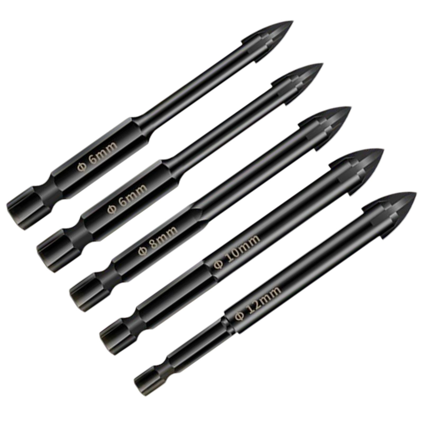 Alloy Cross Tile Drill Bit Hex Shank Woodworking Tool for Cement 5Pcs C