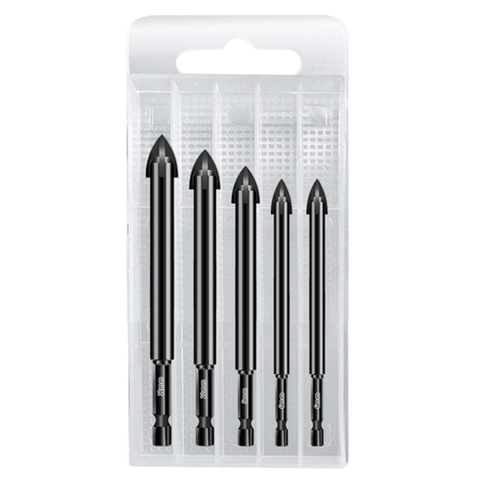 Alloy Cross Tile Drill Bit Hex Shank Woodworking Tool for Cement 5Pcs C