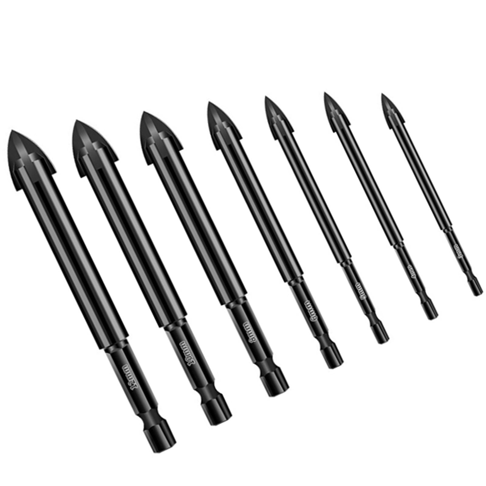 Alloy Cross Tile Drill Bit Hex Shank Woodworking Tool for Cement 7Pcs