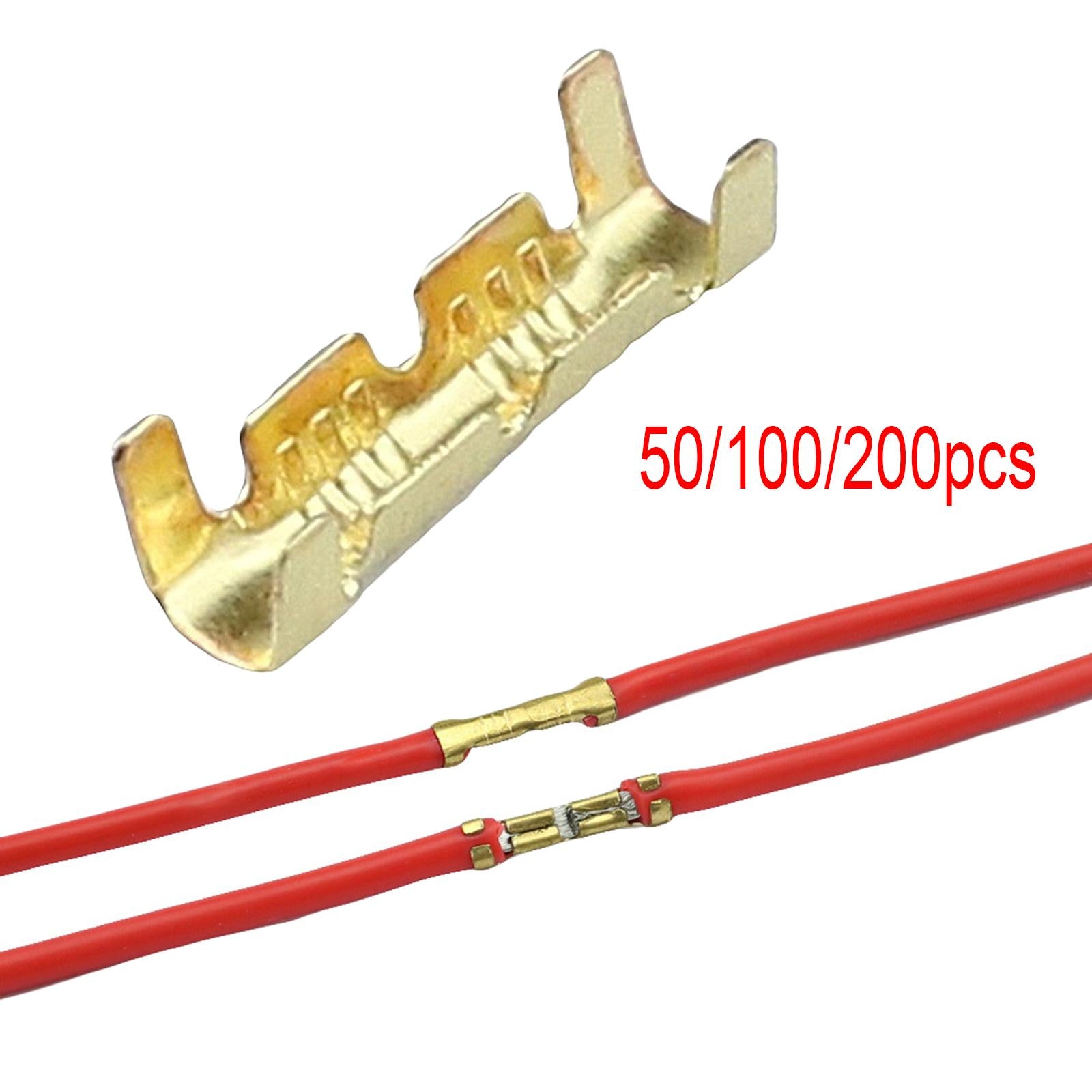 Brass Crimp Terminals 0.5-1.5mm Square Wiring Line Tool Small Teeth 50Pcs