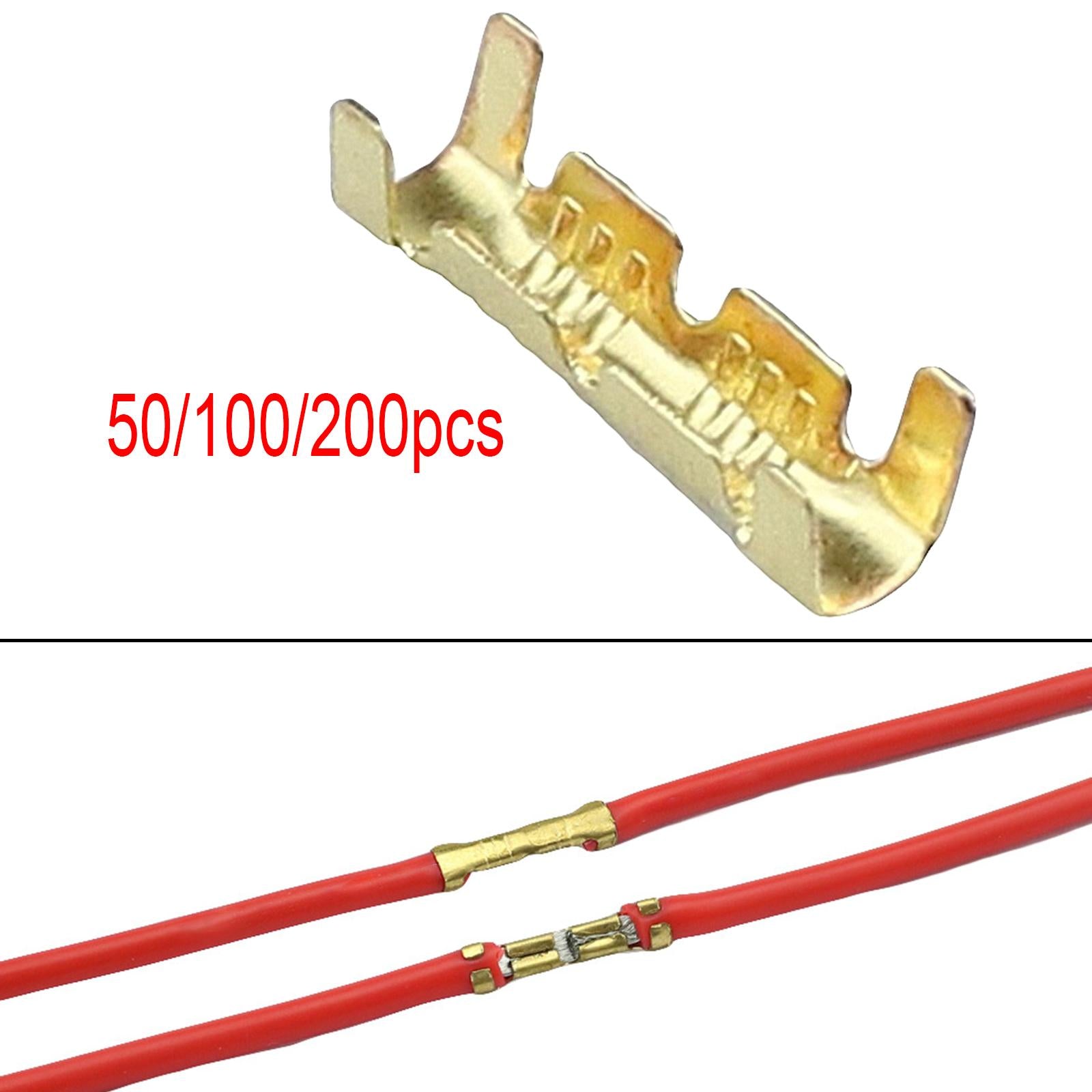Brass Crimp Terminals 0.5-1.5mm Square Wiring Line Tool Small Teeth 50Pcs