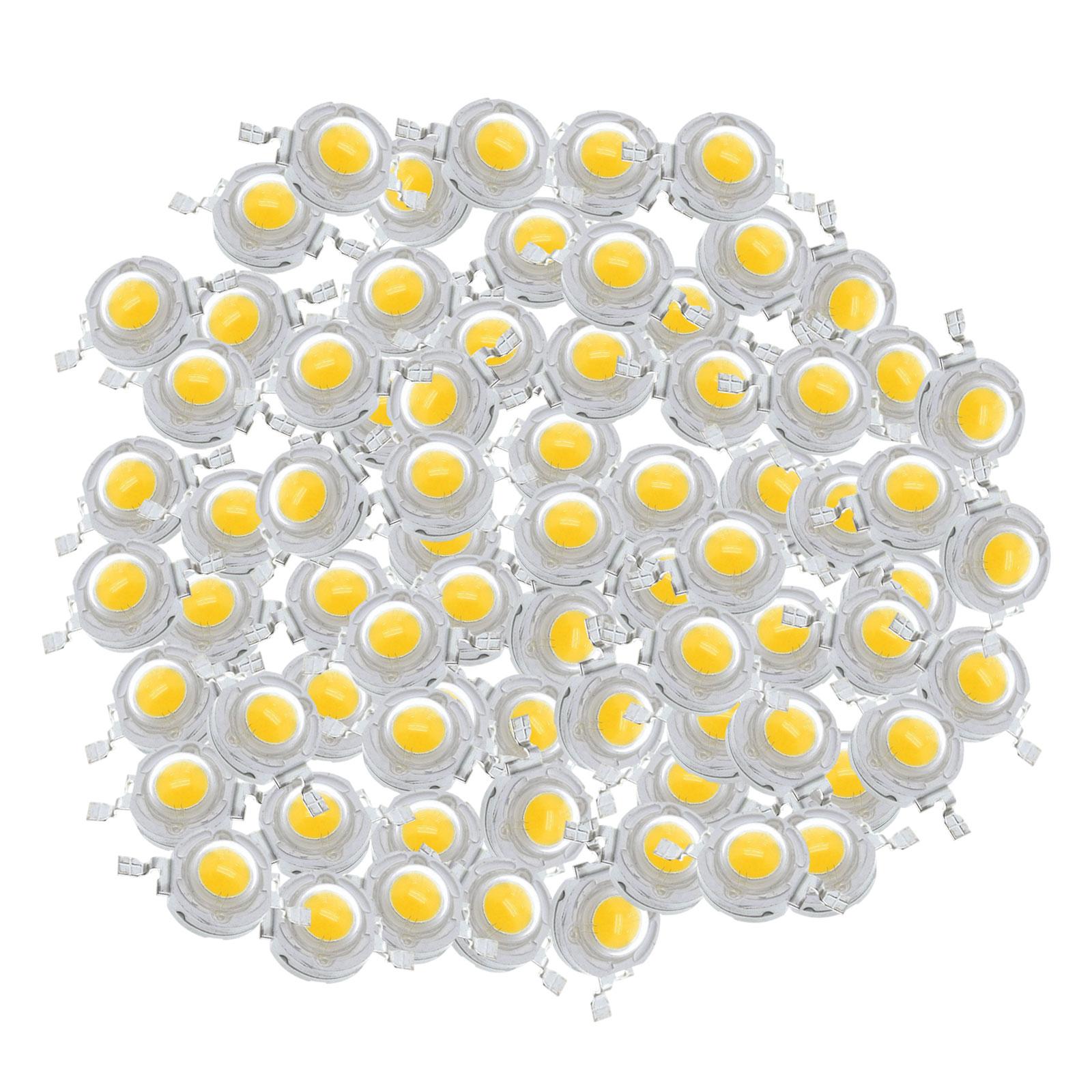 High Power LED Bead Chip High Brightness for Floodlight 100x 1W Warm White