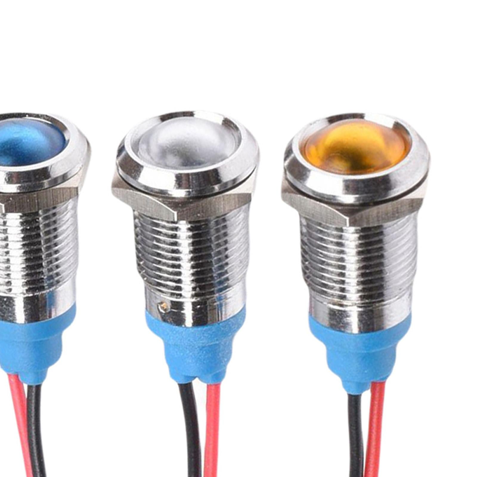 5x LED Metal Indicator Waterproof 3-220V with Wire for Boat Motorcycle Car 10mm