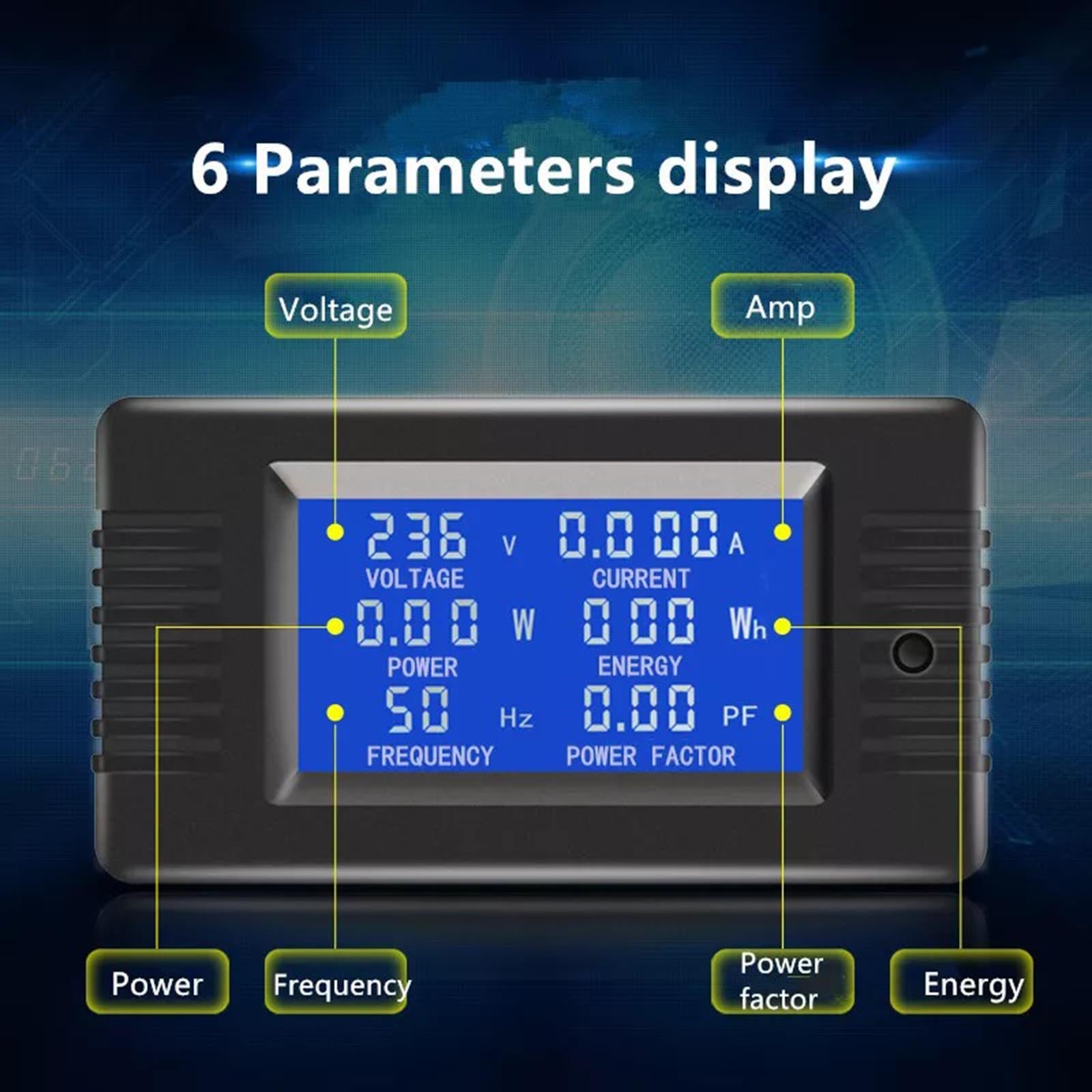 100A LCD Voltage Current Watt Meter Power Energy Ammeter Voltmeter Closure CT