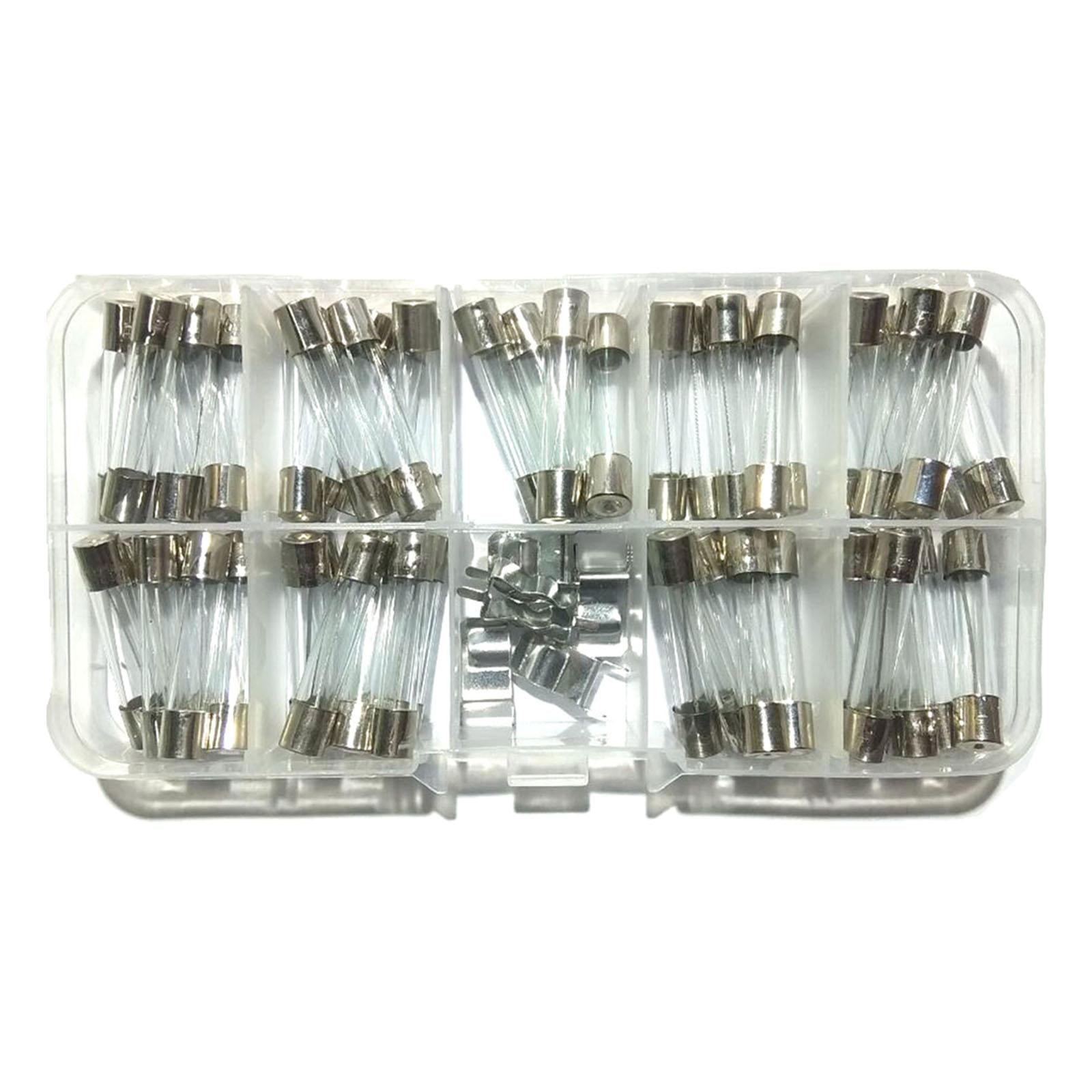 60 Pieces Glass Tube Fuses 2A 0.5A for Electronic Industry