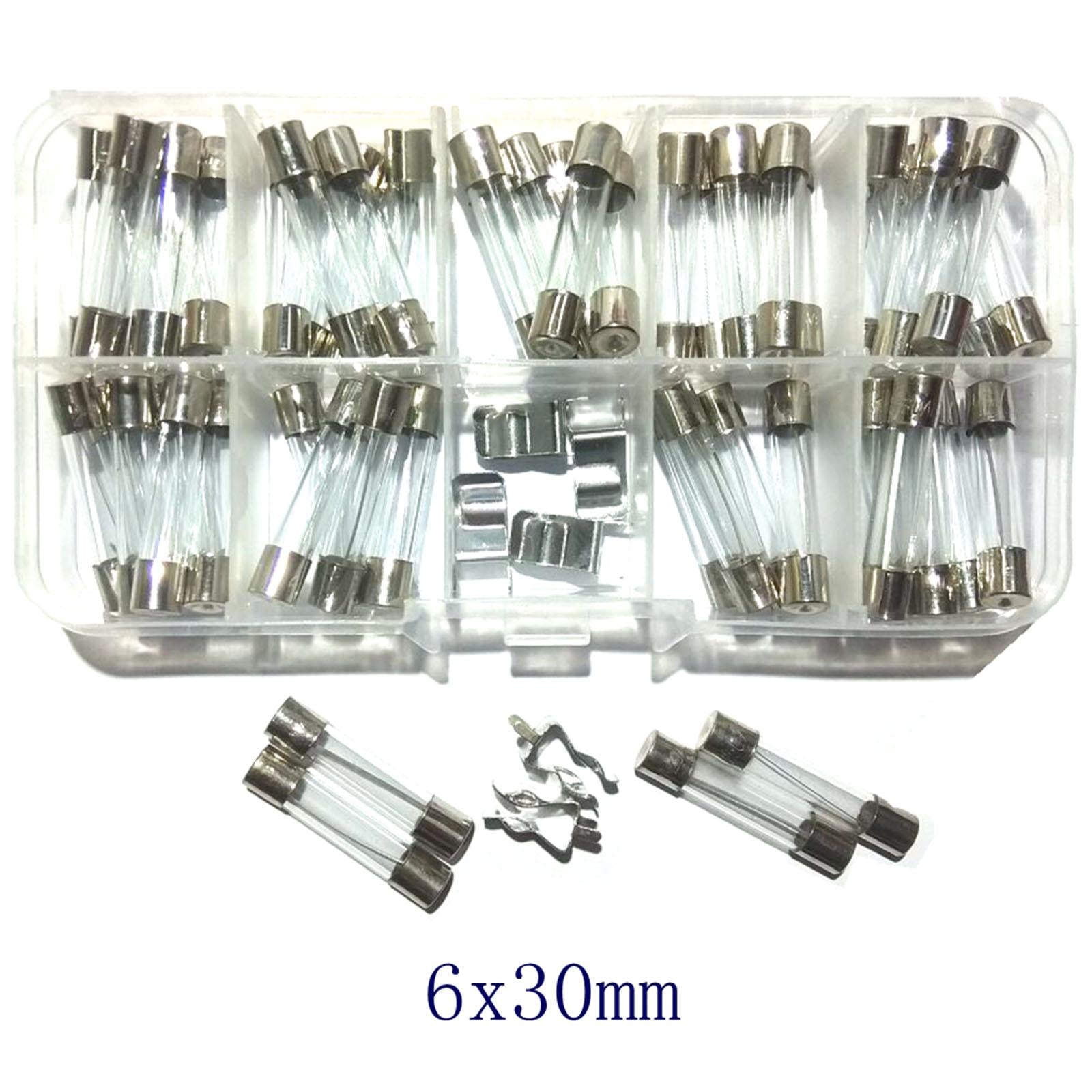 60 Pieces Glass Tube Fuses 2A 0.5A for Electronic Industry