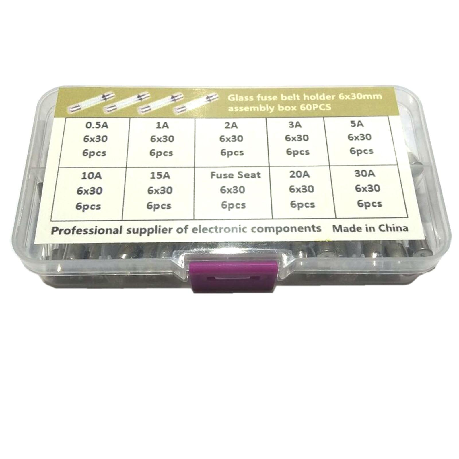 60 Pieces Glass Tube Fuses 2A 0.5A for Electronic Industry