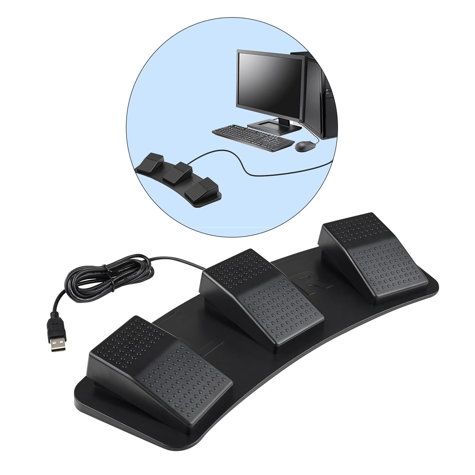 Upgraded USB Three Foot Switch PC Game Foot Pedal for Gaming Equipment