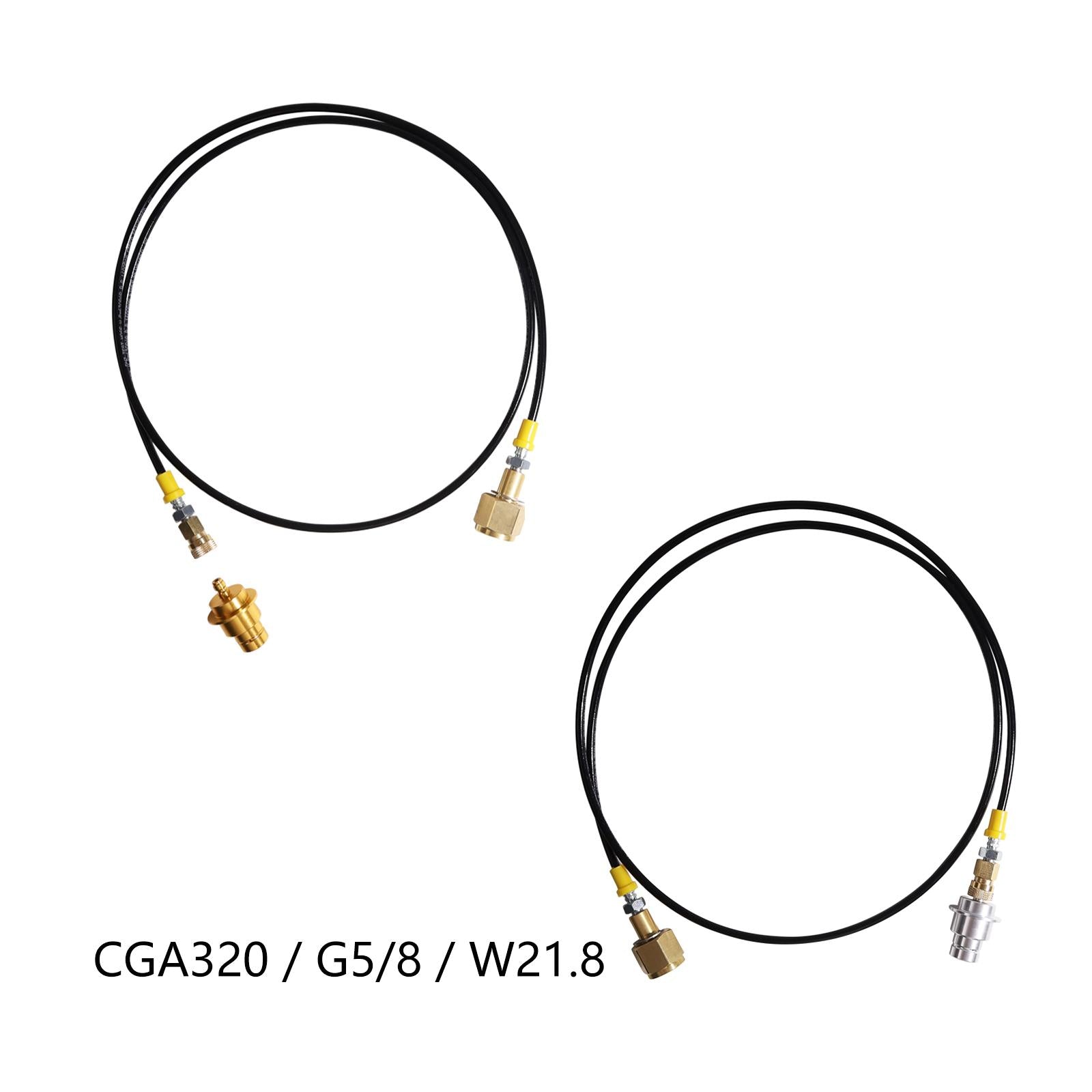 CO2 Tank Cylinder Direct Adapter Hose BP 1600Bar Thin Black Tube WP 630Bar Gold CGA320