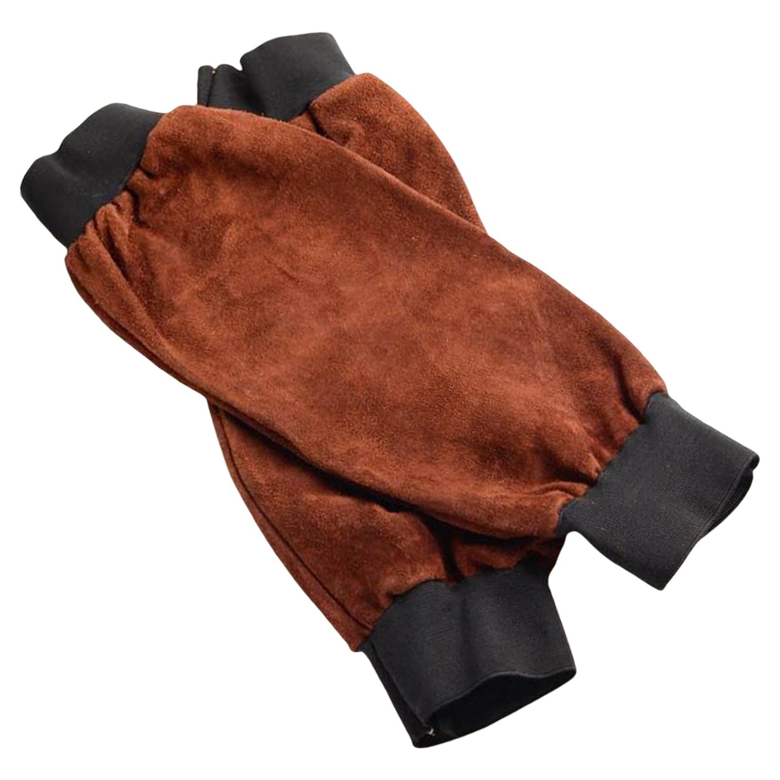 Welding Sleeves with Elastic Cuff Heat Resistant Artificial Leather Brown