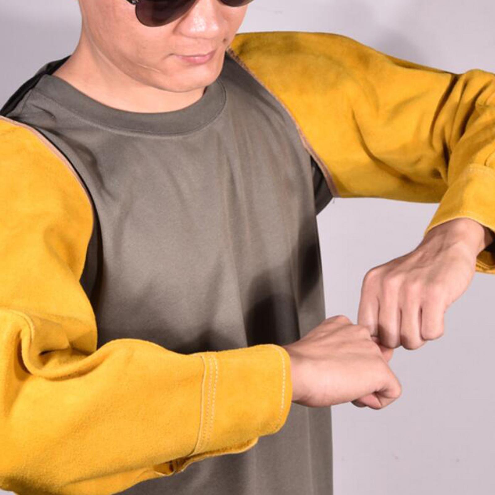 Electric Welding Sleeves Heat Resistant W/ Elastic Cuff Protective Sleeves yellow