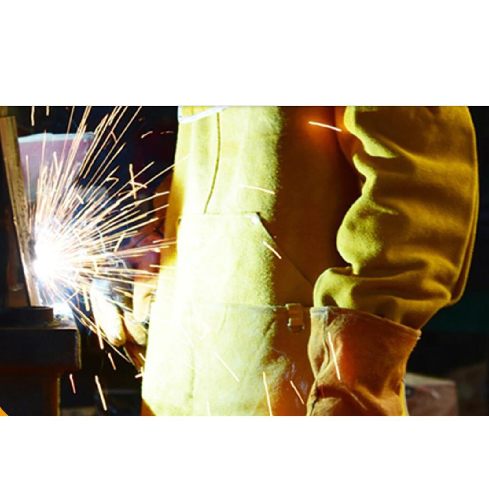 Electric Welding Sleeves Heat Resistant W/ Elastic Cuff Protective Sleeves yellow