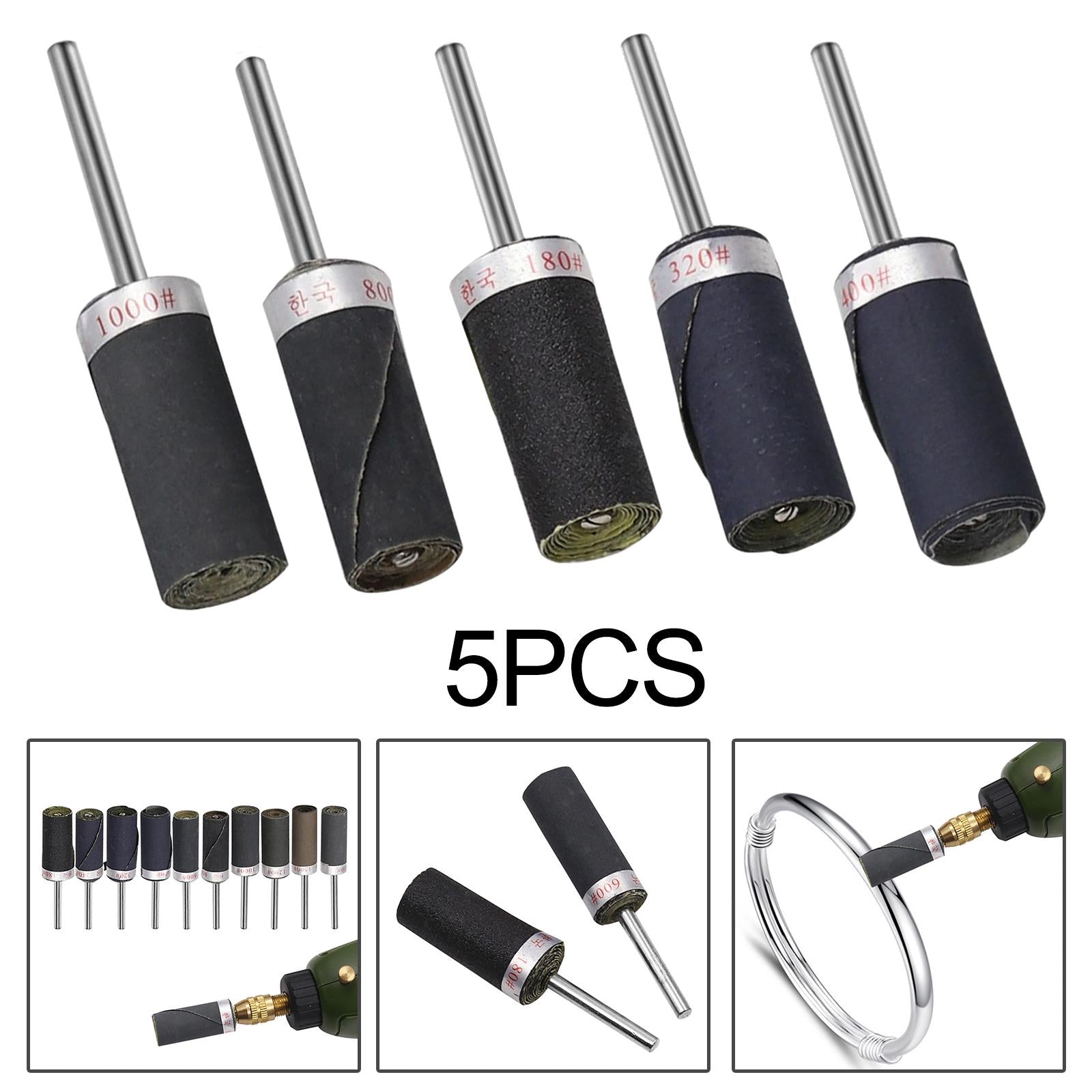 5Pcs Sandpaper Polishing Rod 3mm Shank DIY Rotary Tools for Agate Jade Glass 1000 Grit