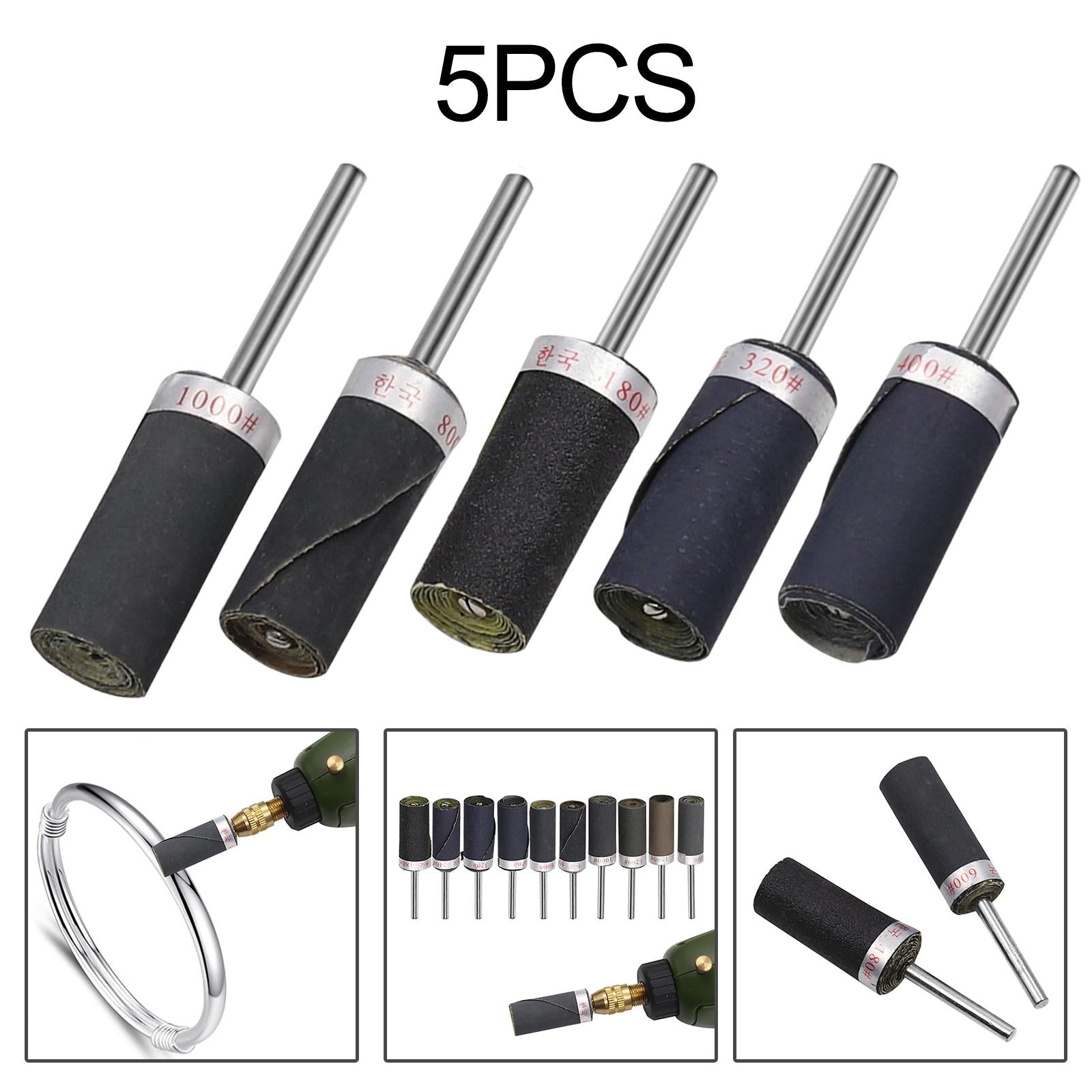 5Pcs Sandpaper Polishing Rod 3mm Shank DIY Rotary Tools for Agate Jade Glass 1000 Grit