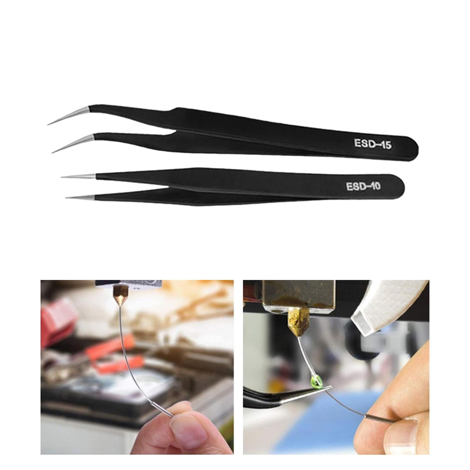 2 Pieces Eyelash Tweezers Nail Enhancement Eyelash Clip Precision for Salon Style A