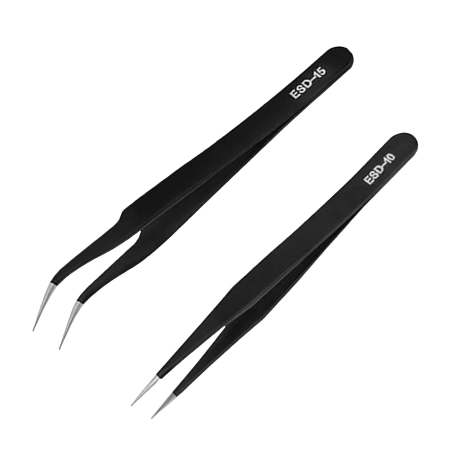 2 Pieces Eyelash Tweezers Nail Enhancement Eyelash Clip Precision for Salon Style A