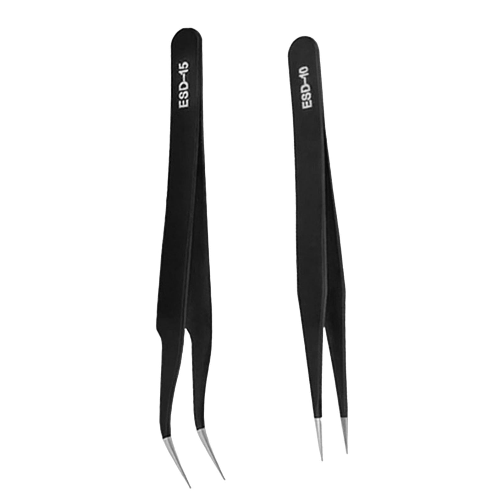 2 Pieces Eyelash Tweezers Nail Enhancement Eyelash Clip Precision for Salon Style A