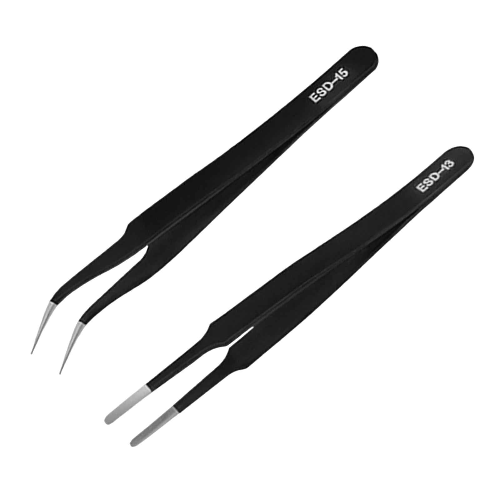 2 Pieces Eyelash Tweezers Nail Enhancement Eyelash Clip Precision for Salon Style D