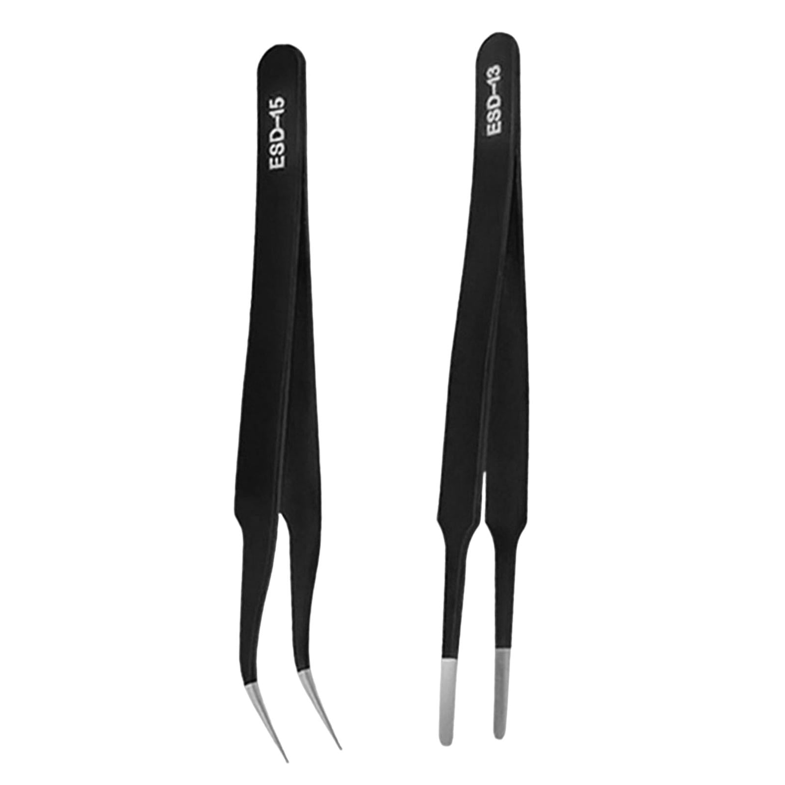 2 Pieces Eyelash Tweezers Nail Enhancement Eyelash Clip Precision for Salon Style D