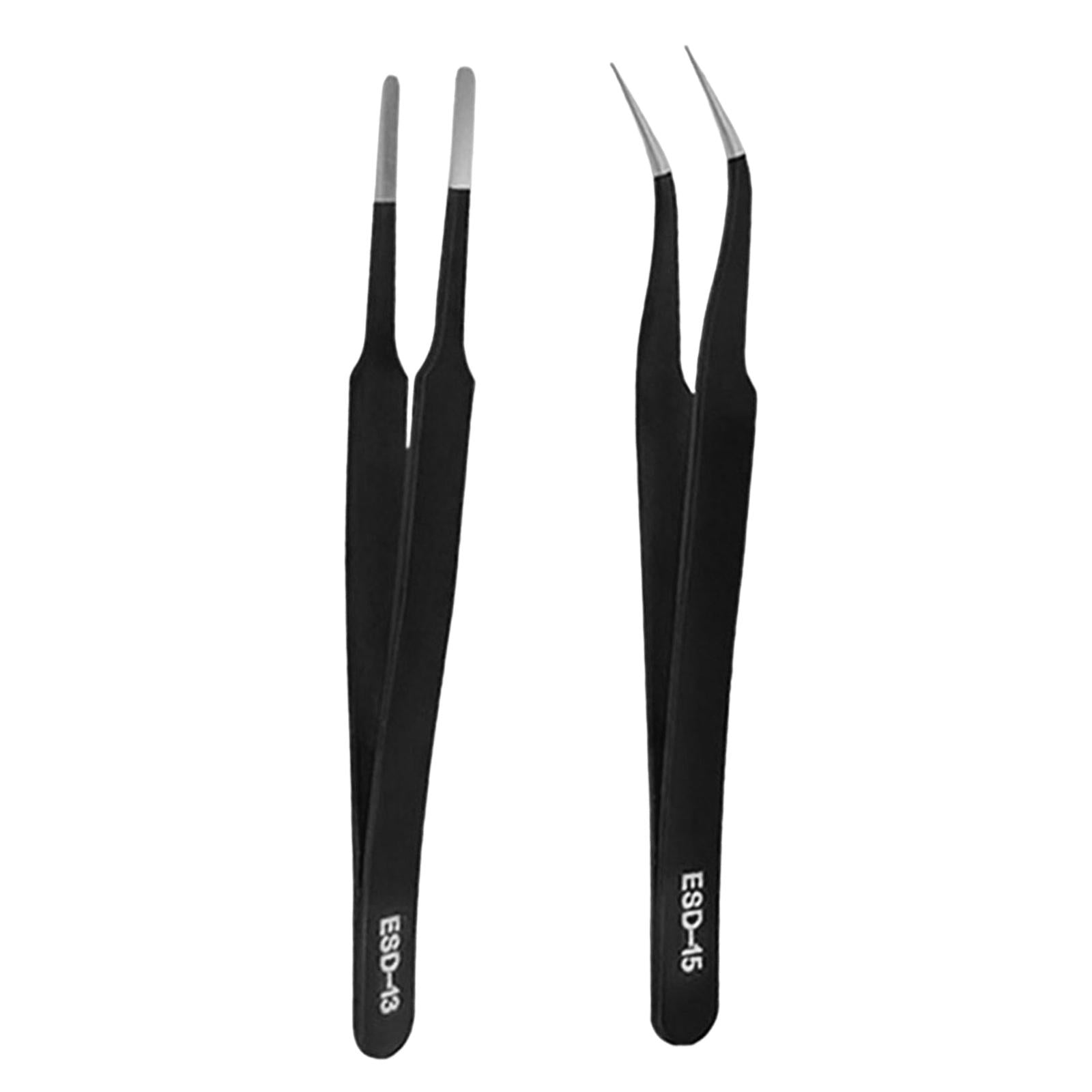 2 Pieces Eyelash Tweezers Nail Enhancement Eyelash Clip Precision for Salon Style D