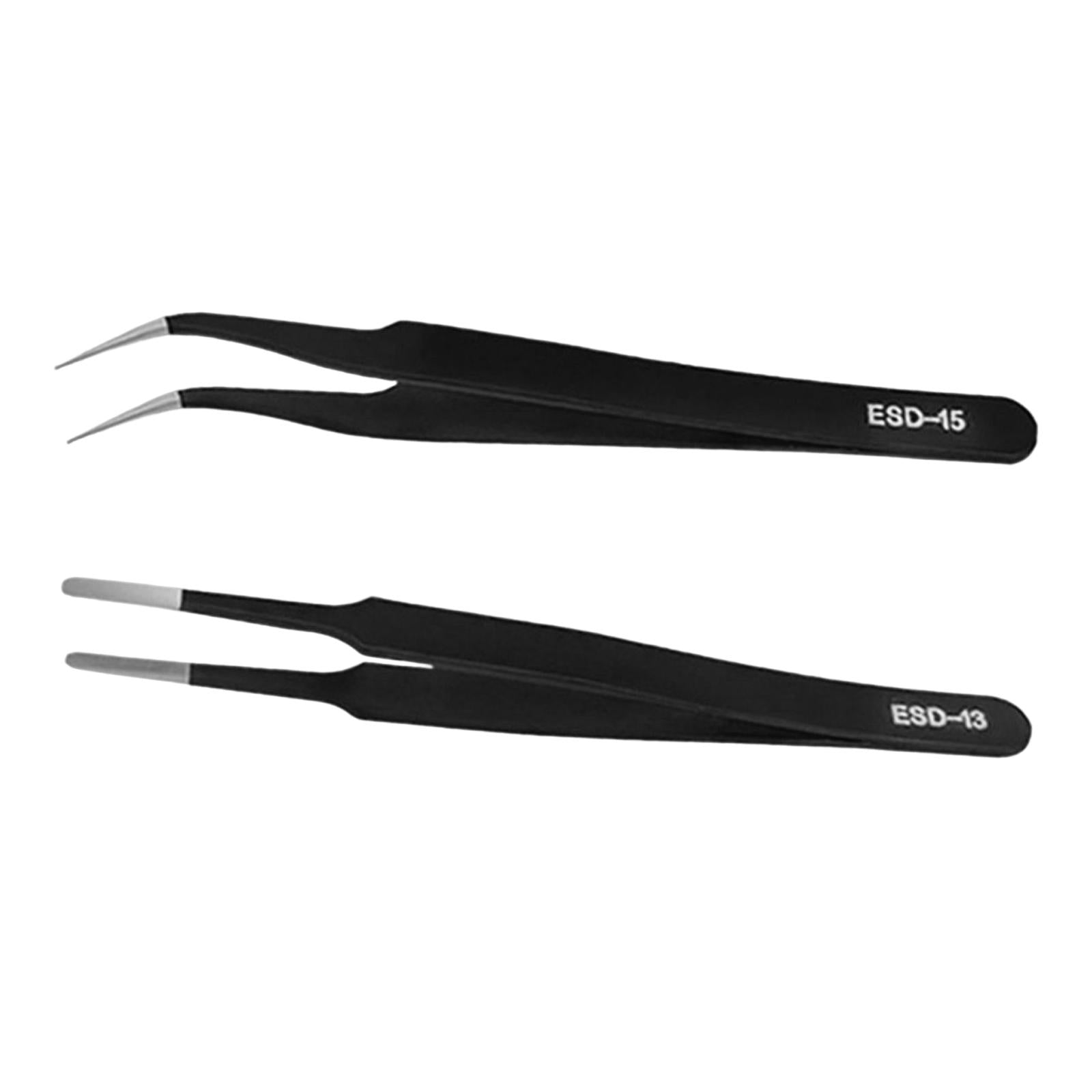 2 Pieces Eyelash Tweezers Nail Enhancement Eyelash Clip Precision for Salon Style D