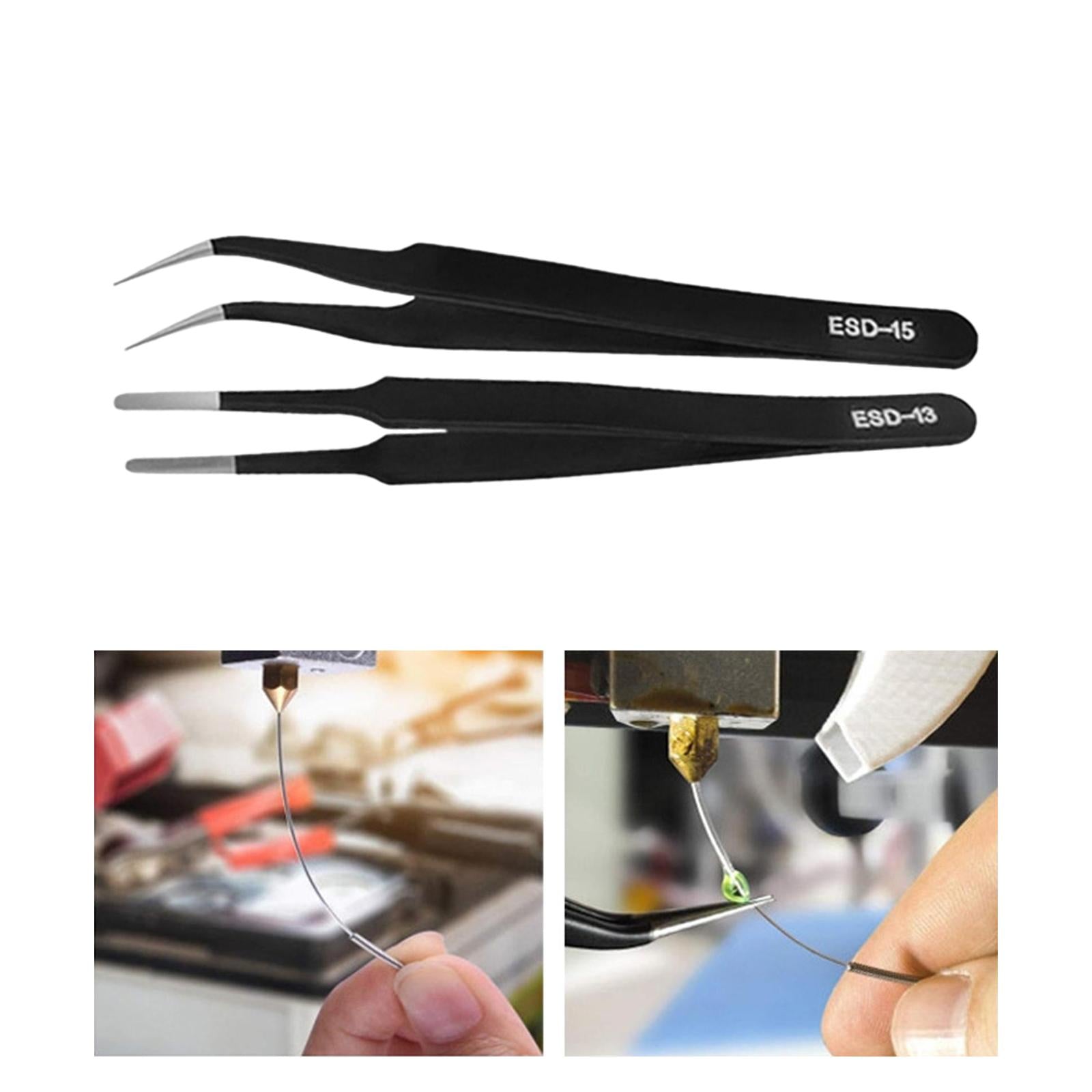 2 Pieces Eyelash Tweezers Nail Enhancement Eyelash Clip Precision for Salon Style D