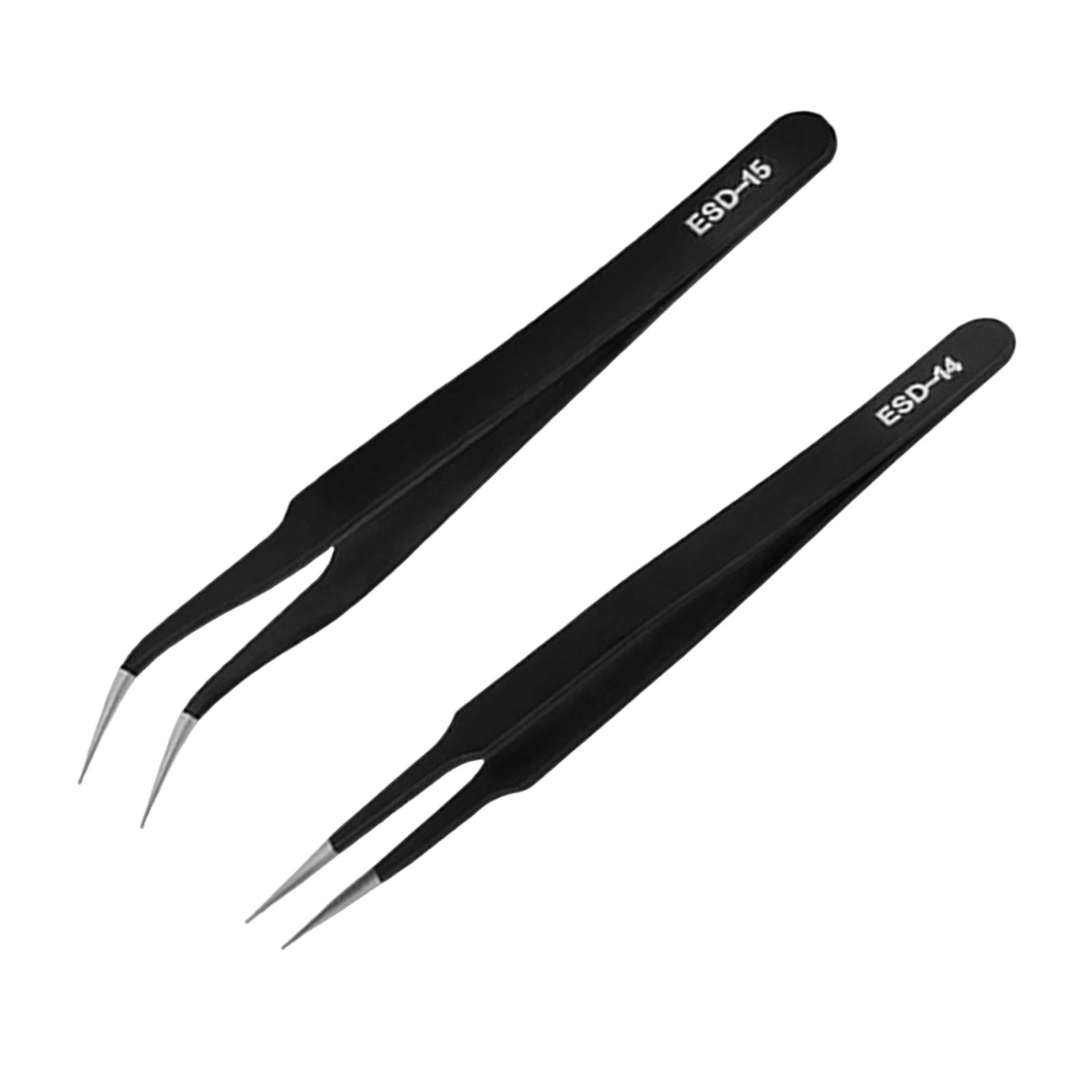 2 Pieces Eyelash Tweezers Nail Enhancement Eyelash Clip Precision for Salon Style E